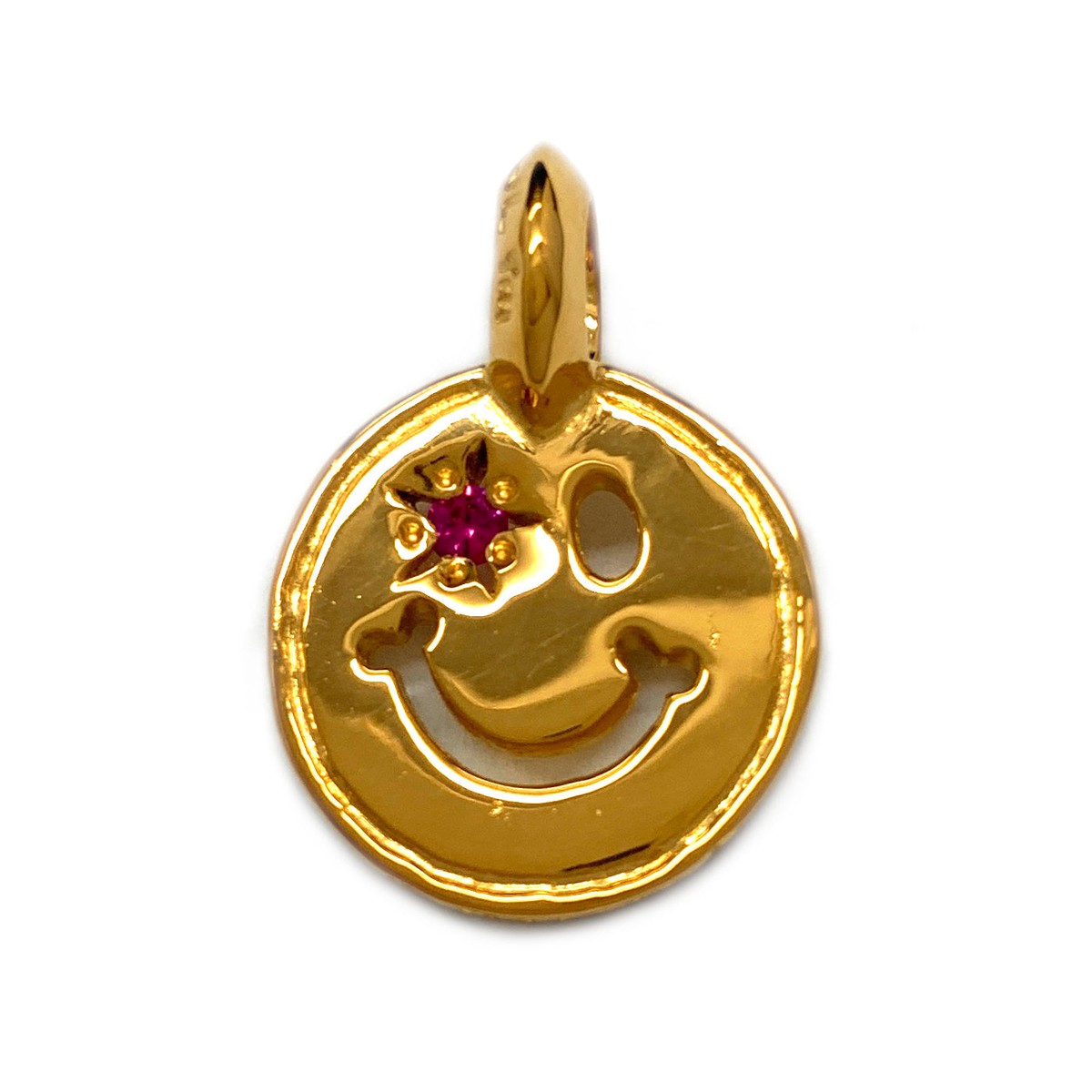 Best Seller Happy Face with Star in Left Eye Charm 18k Yellow Gold Plating Custom