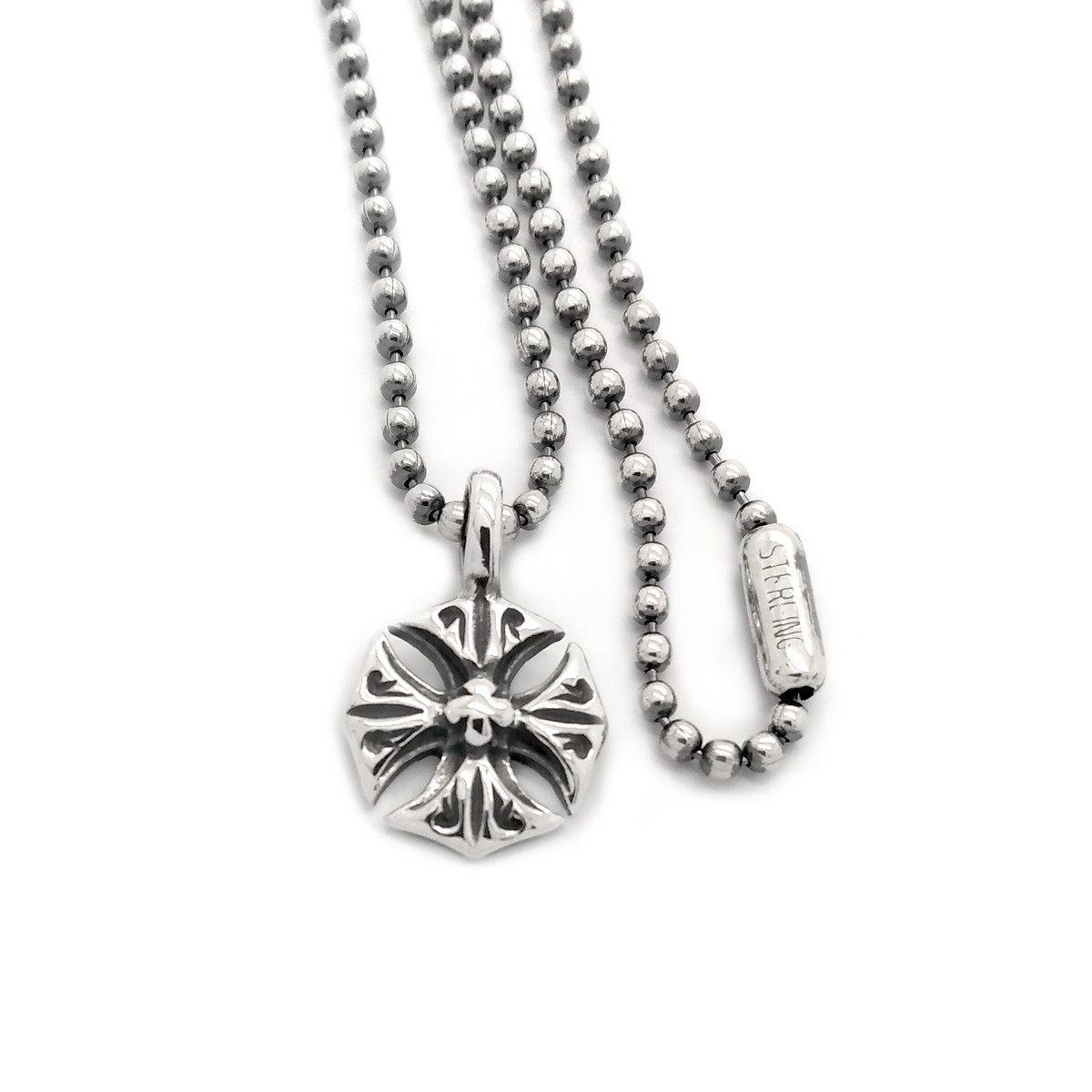 Gothic Cross Charm with Ball Chain