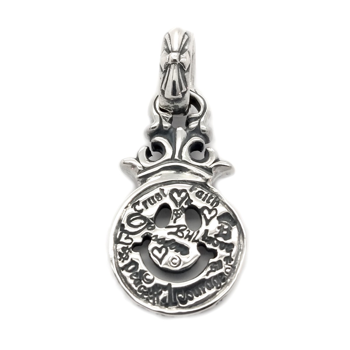 Happy Face Crown with Immortal Cross Bail Pendant