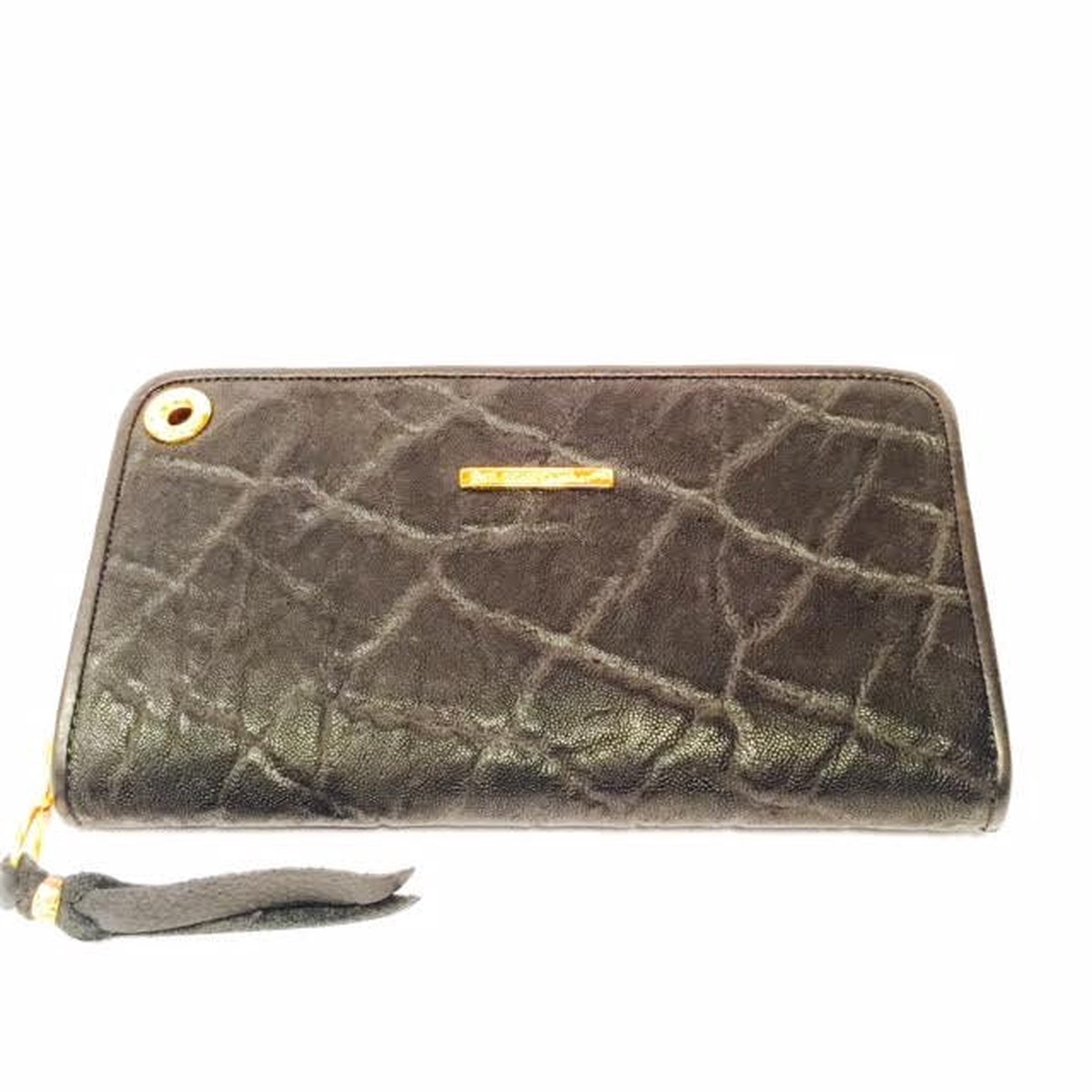 New Arrival Large Zipper Wallet in Black Elephant Leather