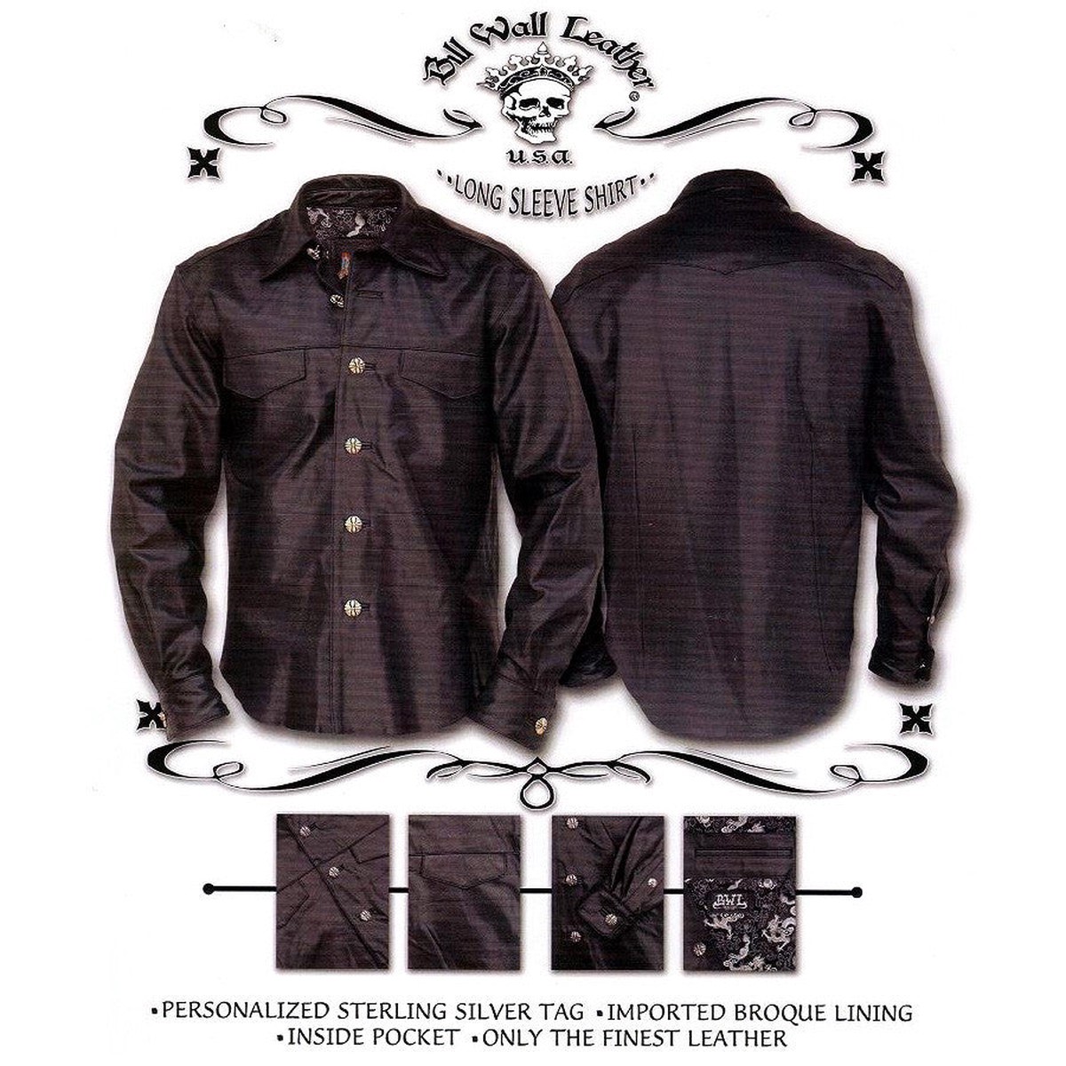 Men's Long Sleeve Leather Shirt