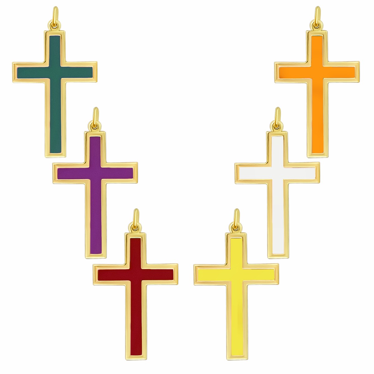 COLORED CROSS PENDANT - SILVER