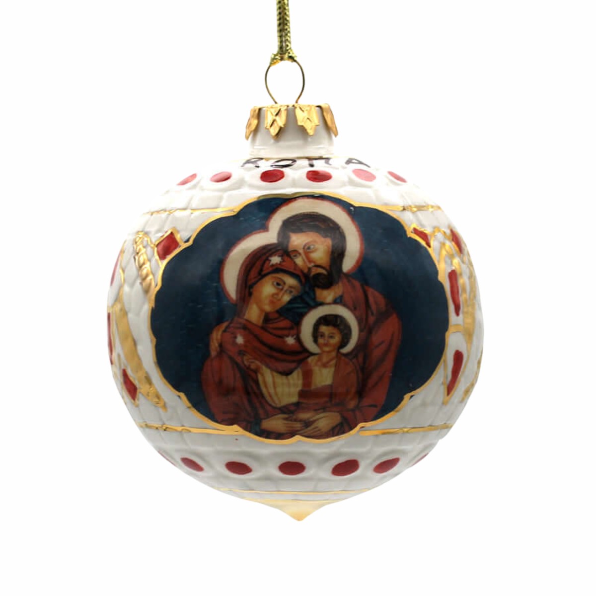 HOLY FAMILY - WHITE CHRISTMAS BAUBLE - CERAMIC