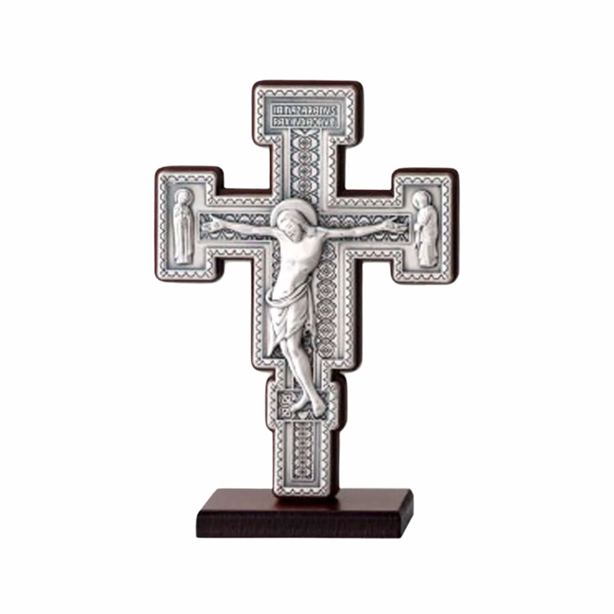 ST DAMIAN STANDING CRUCIFIX - SILVER