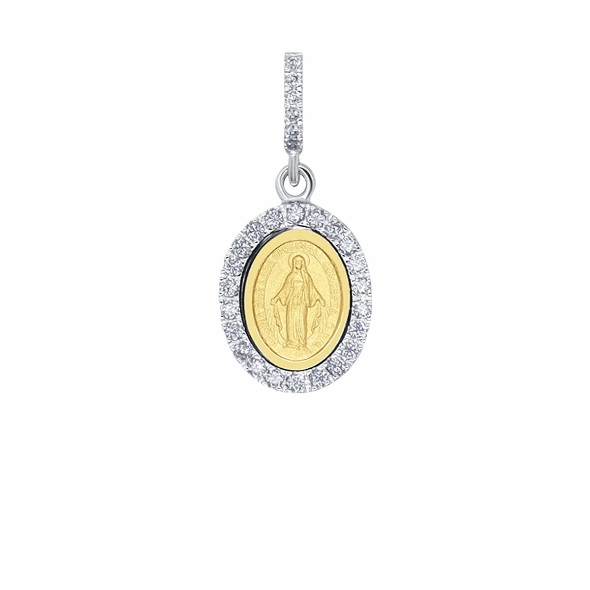 Hot Sale MIRACULOUS MEDAL - ZIRCONIA MEDAL - BICOLOR GOLD