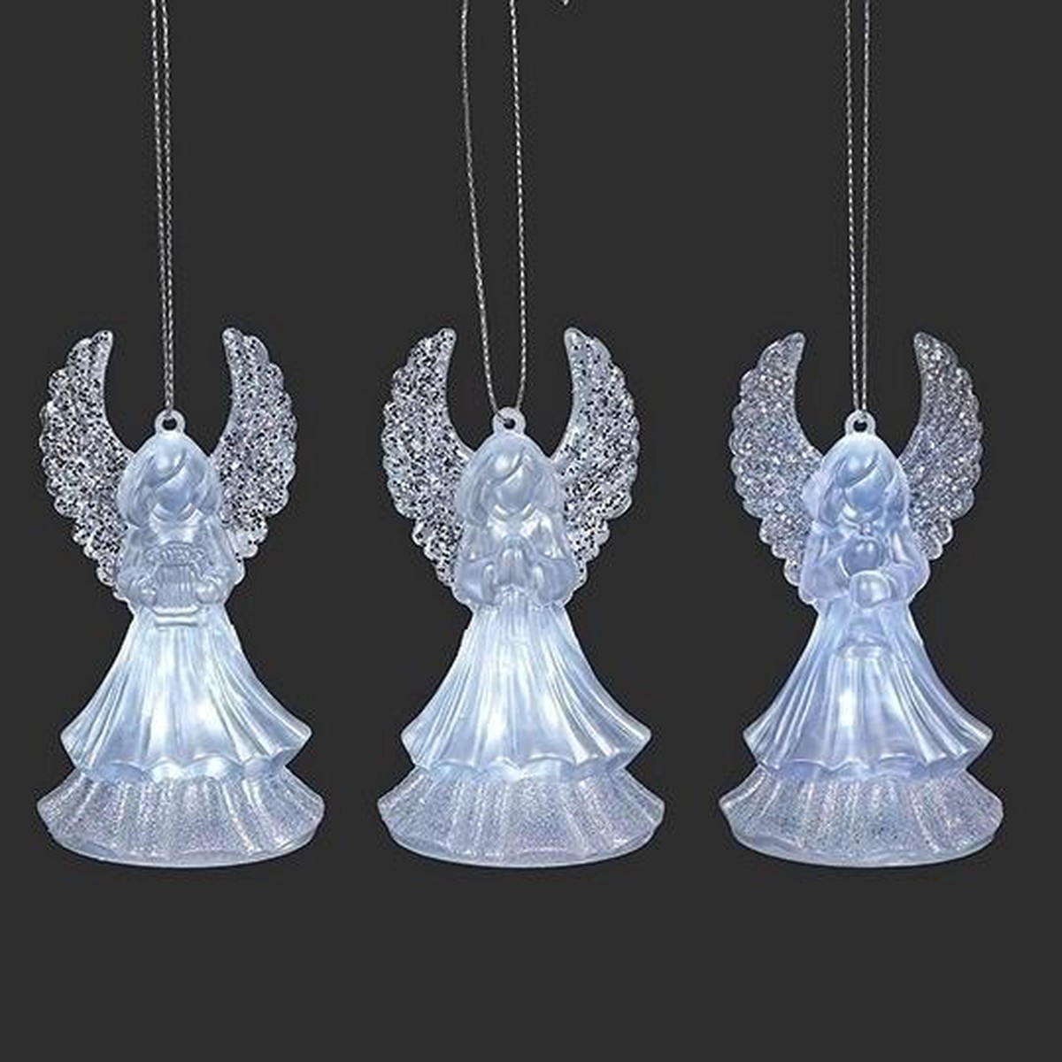 3.5"H Lighted Angel Ornaments, 3 Assorted