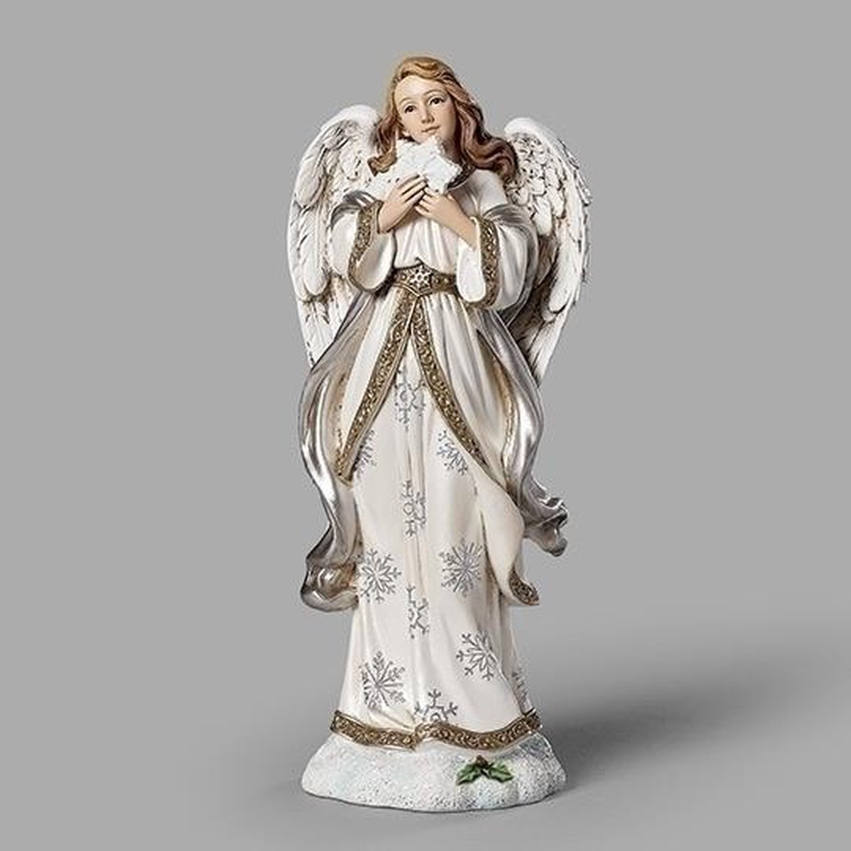 9"H Angel Holding Snowflake Figure