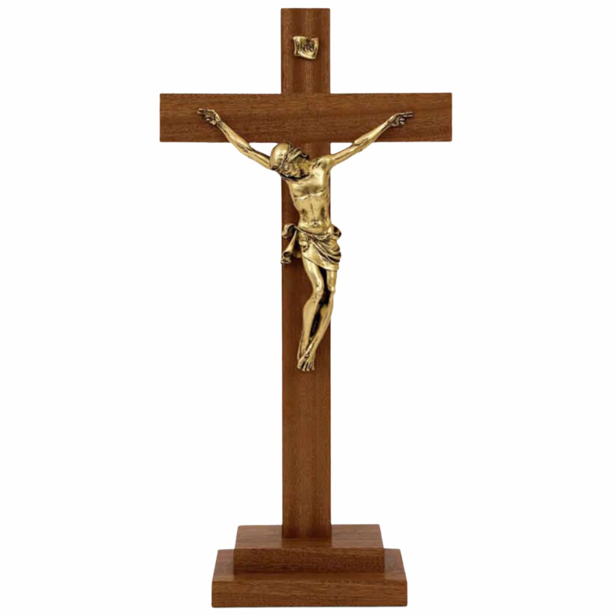 LARGE STANDING CRUCIFIX - WOOD AND METAL