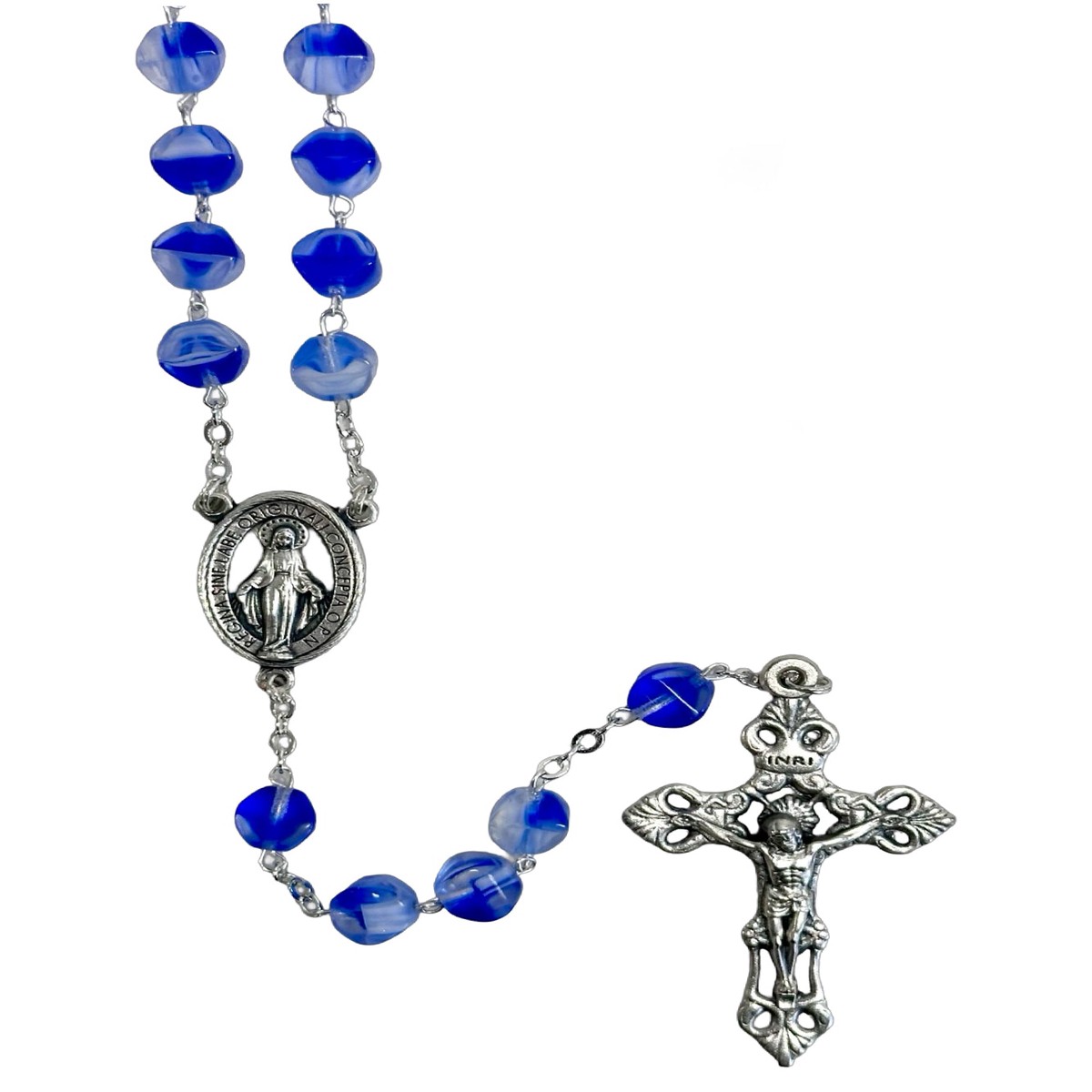 Glass Pyramid Rosary - Blue