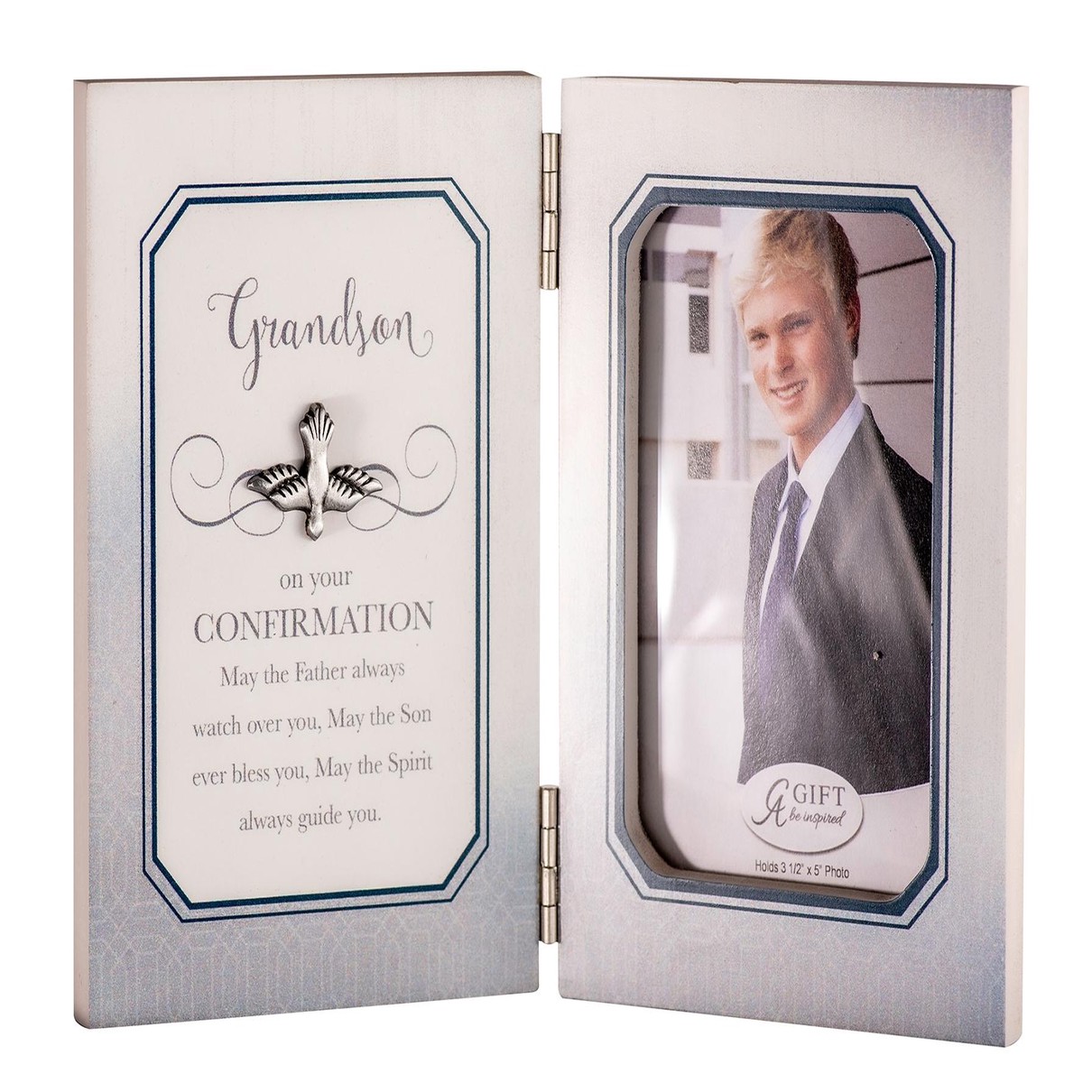 Hinged Confirmation Frame With Motif - Grandson