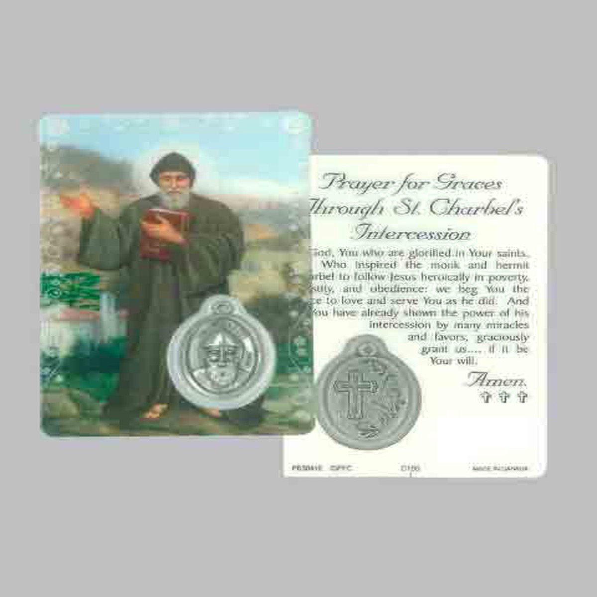 St. Charbel Laminated Prayer Card