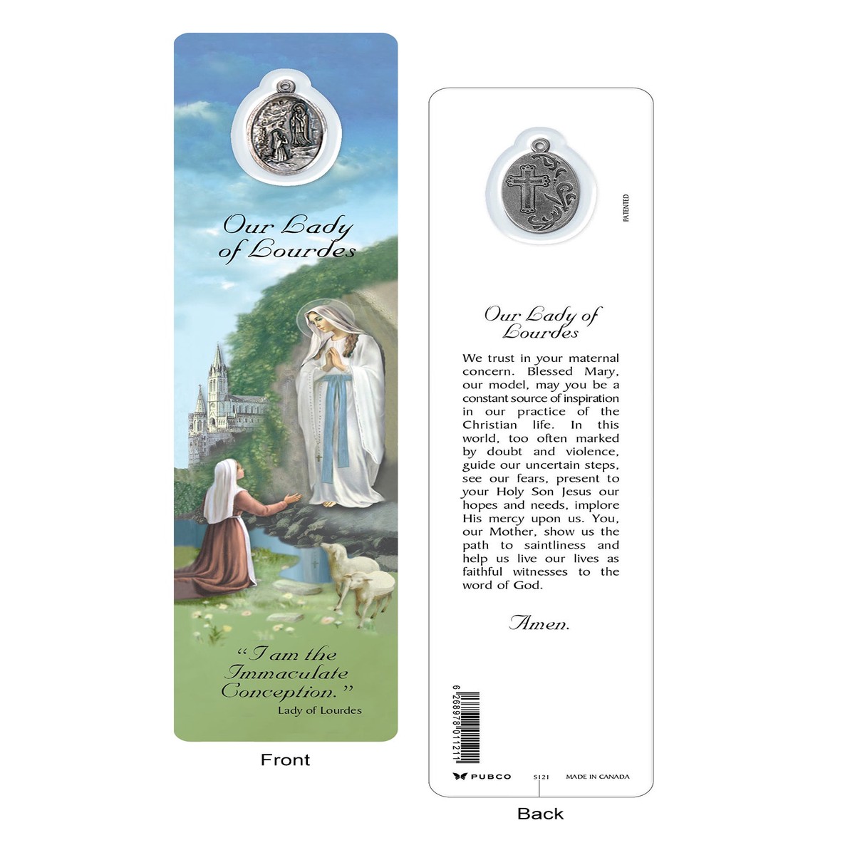 Laminated Bookmark With Medal - OL Lourdes