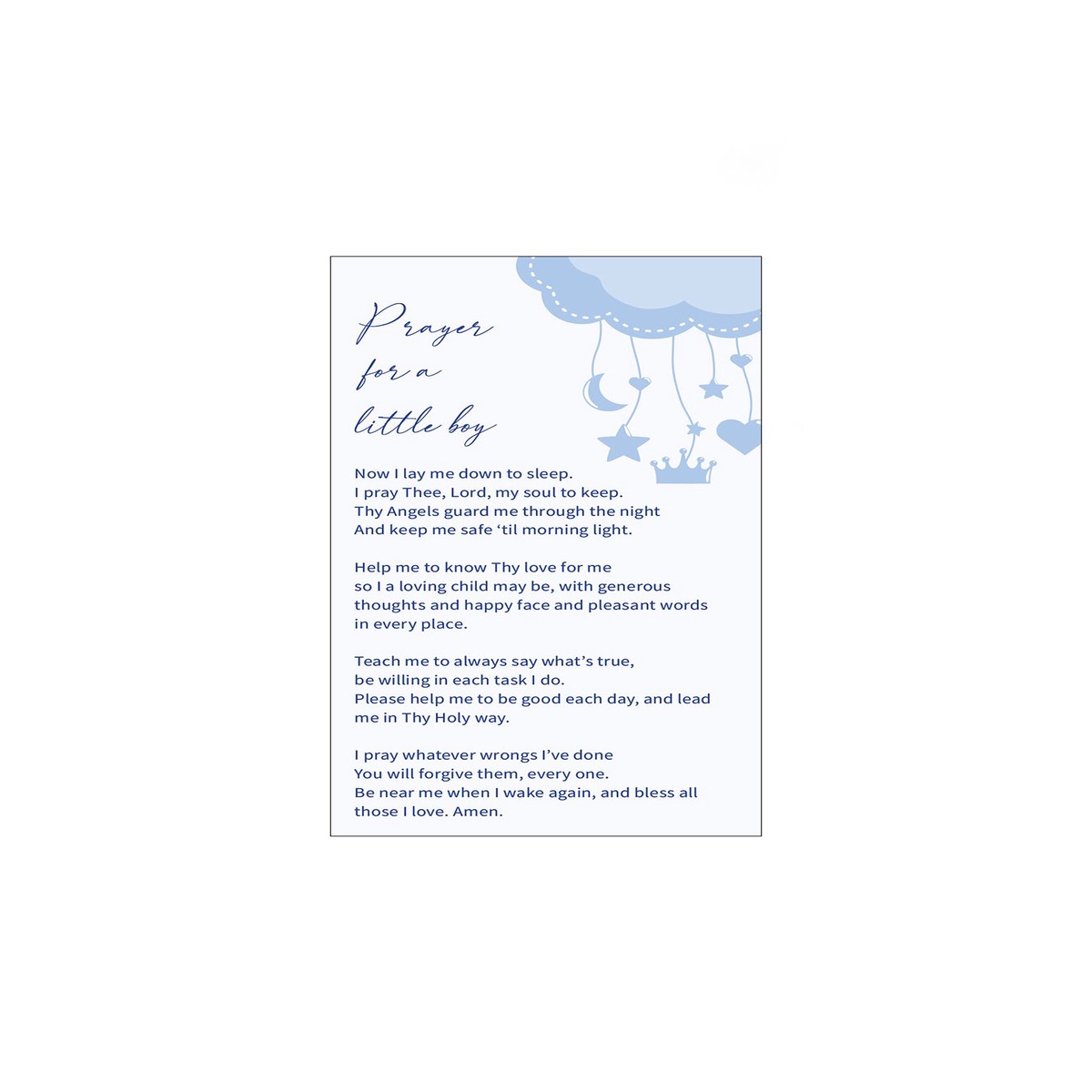 'Prayer For A Little Boy' Themed Holy Cards