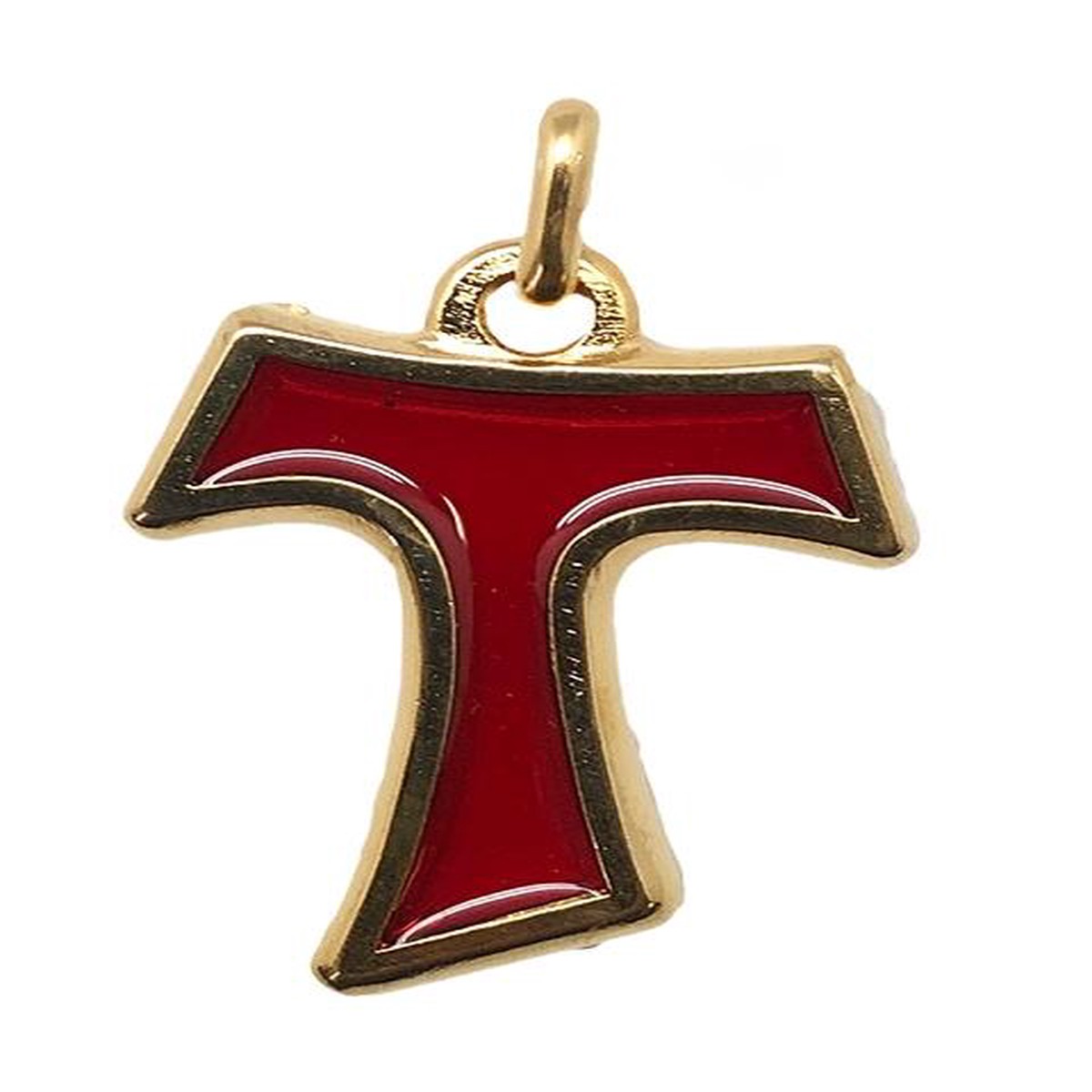 Gold Tau Cross - Red Enamel
