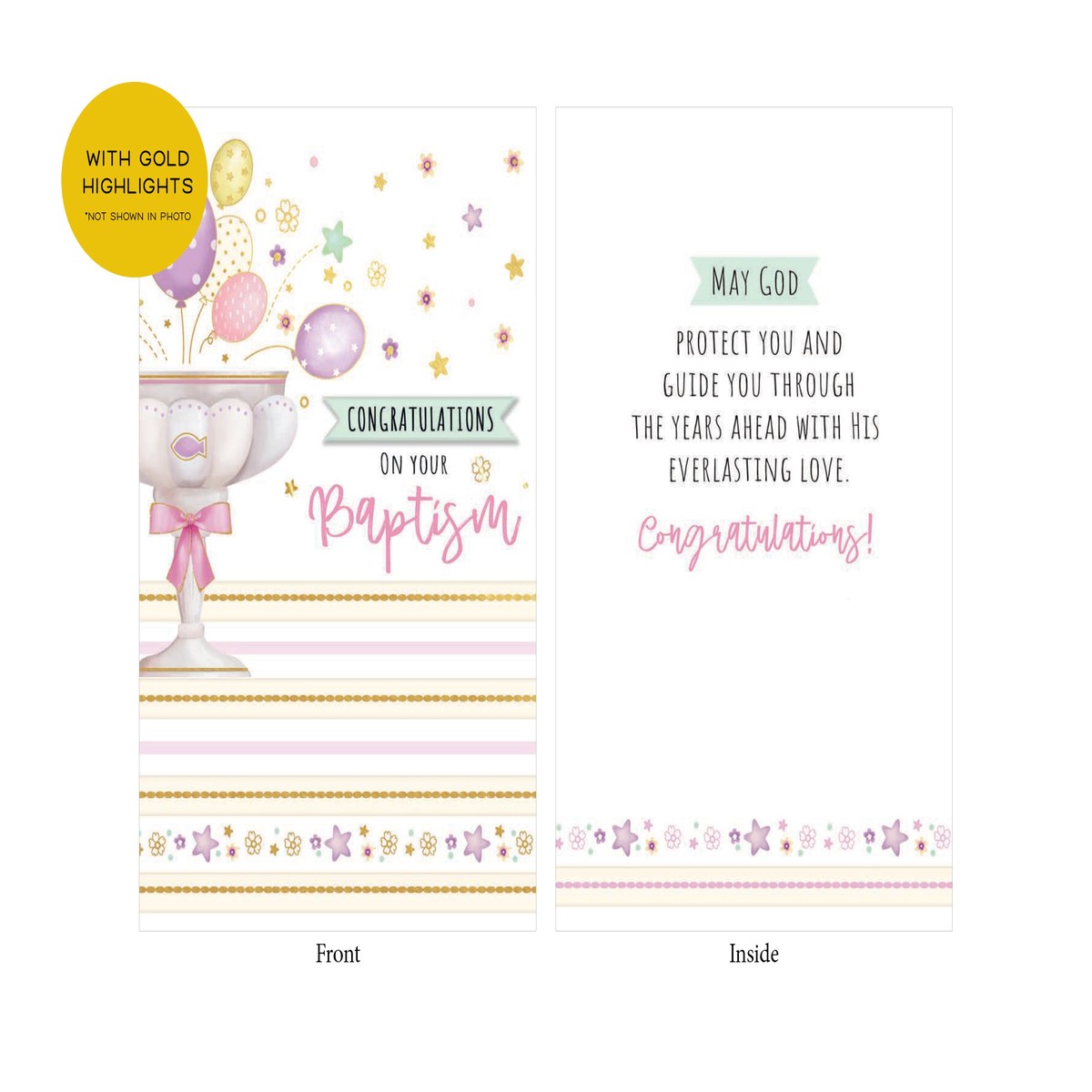 New Arrival Baptism Card - Pink