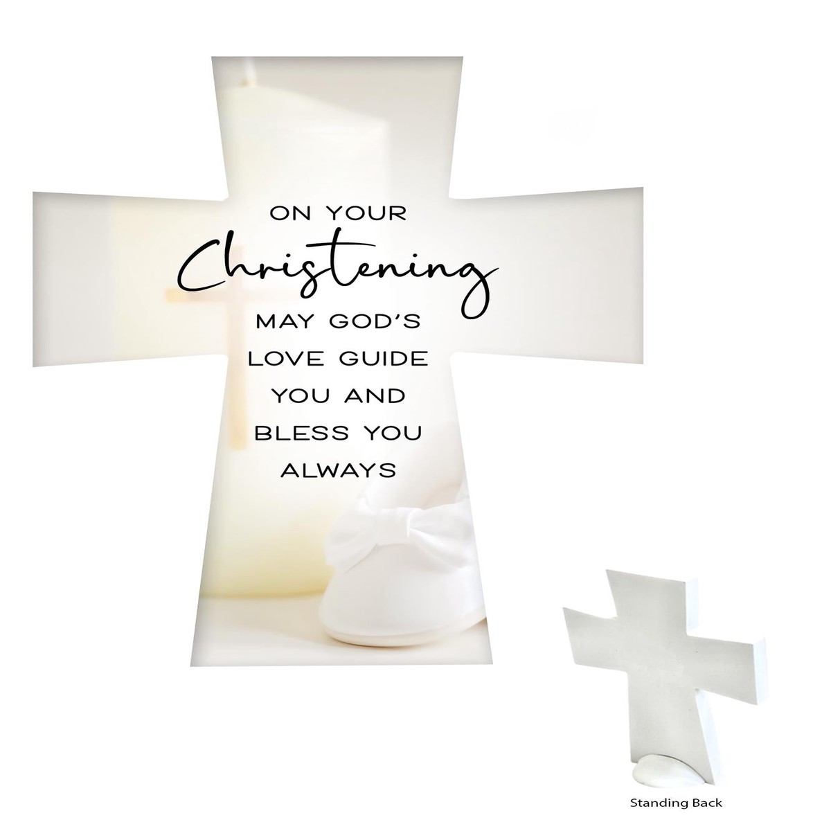 Standing Ceramic Cross - Christening
