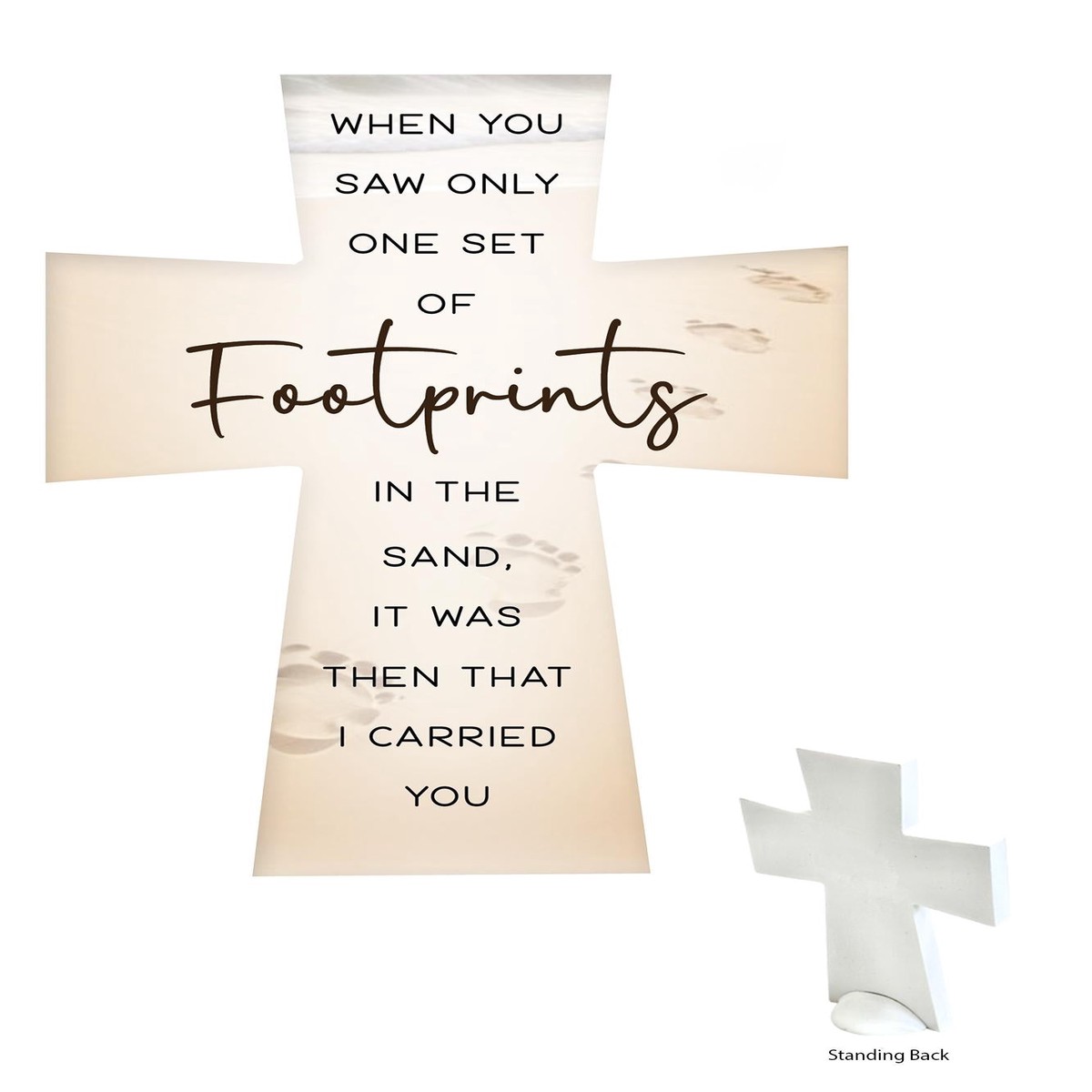 Standing Ceramic Cross - Footprints