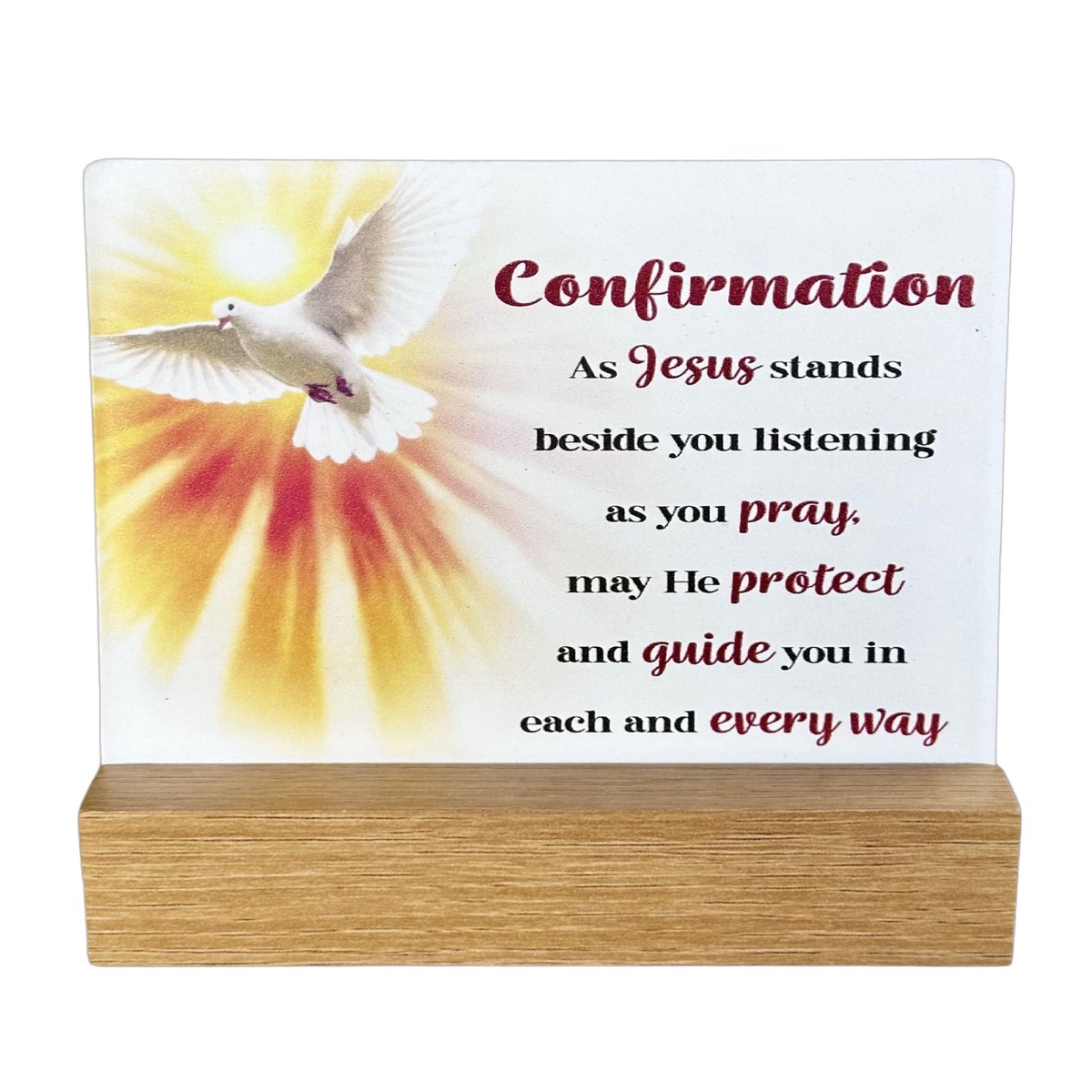 Confirmation Ceramic Plaque With Wooden Base