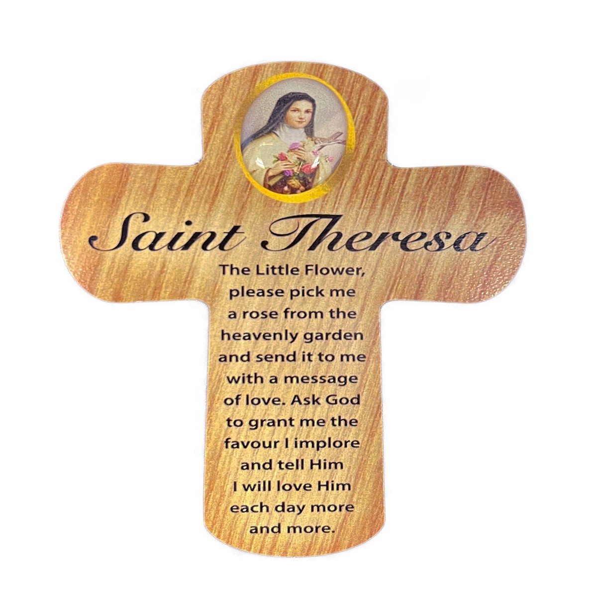 Wooden Palm Cross - St Theresa