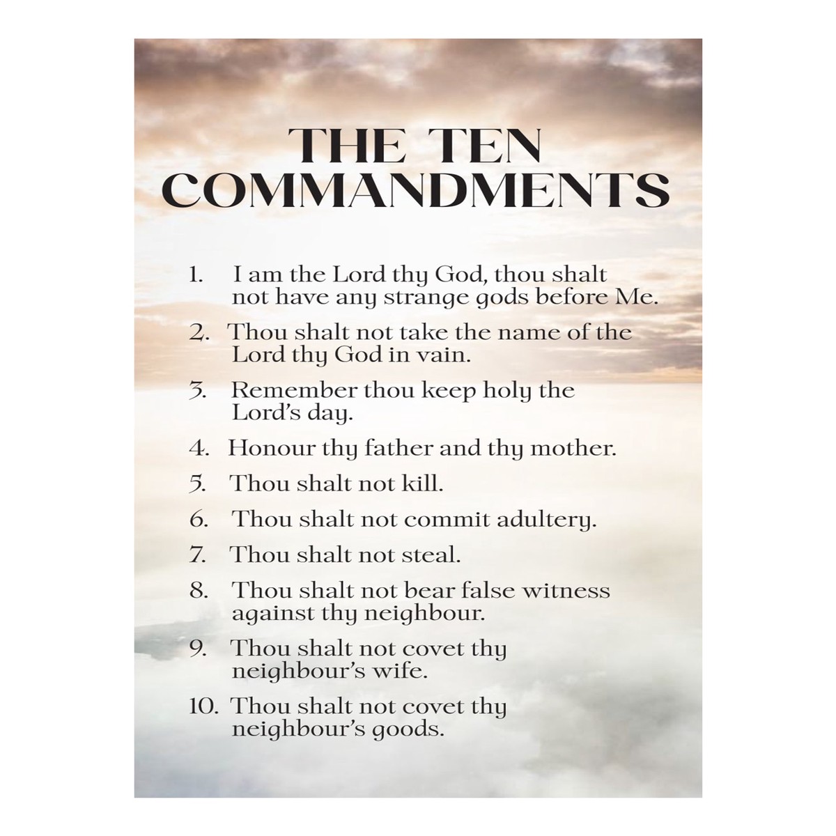 Ten Commandments Themed Holy Cards