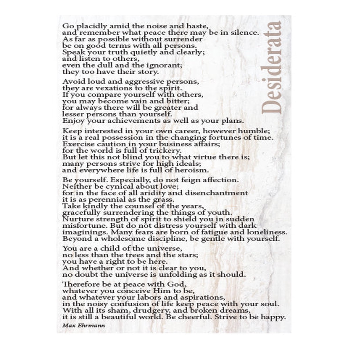 Desiderata Themed Holy Card