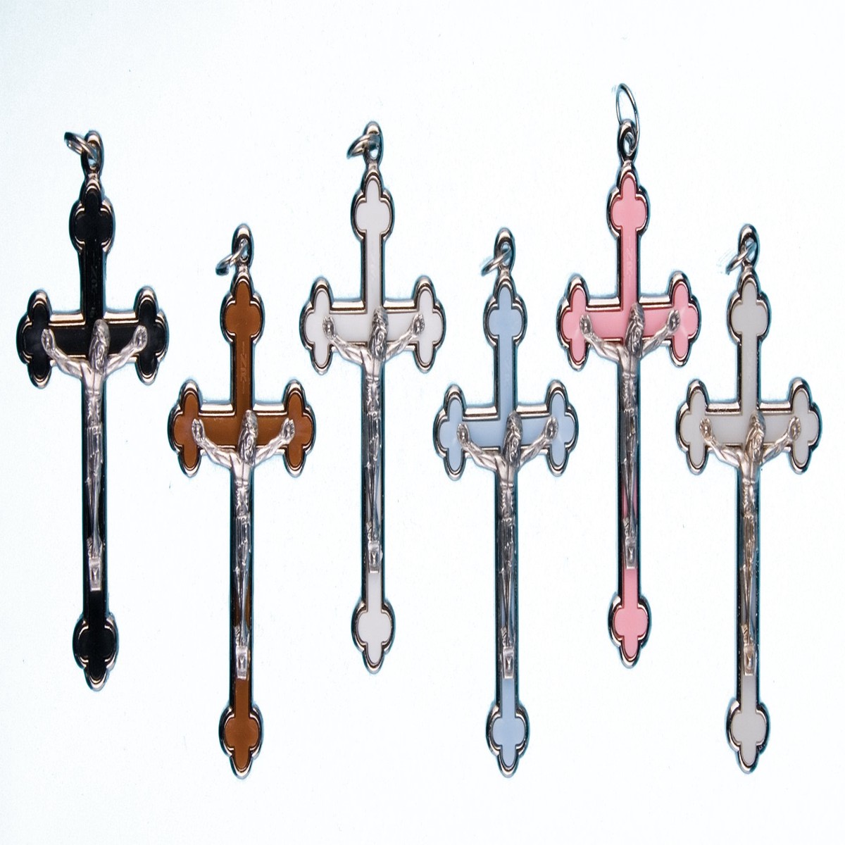 Luminous Enamel and Silver Metal Crucifix 2-1/4"
