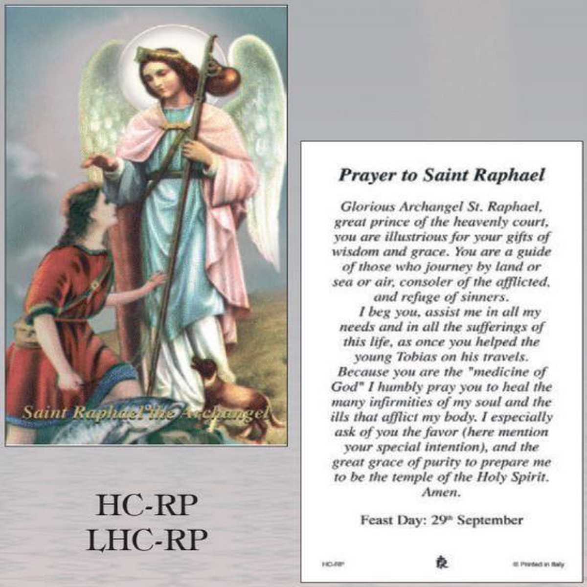 St. Raphael Laminated Holy Card