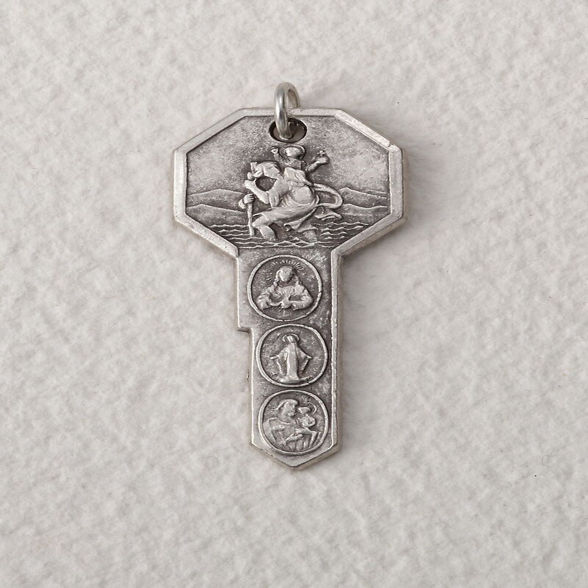 St. Christopher Key Oxidized Medal