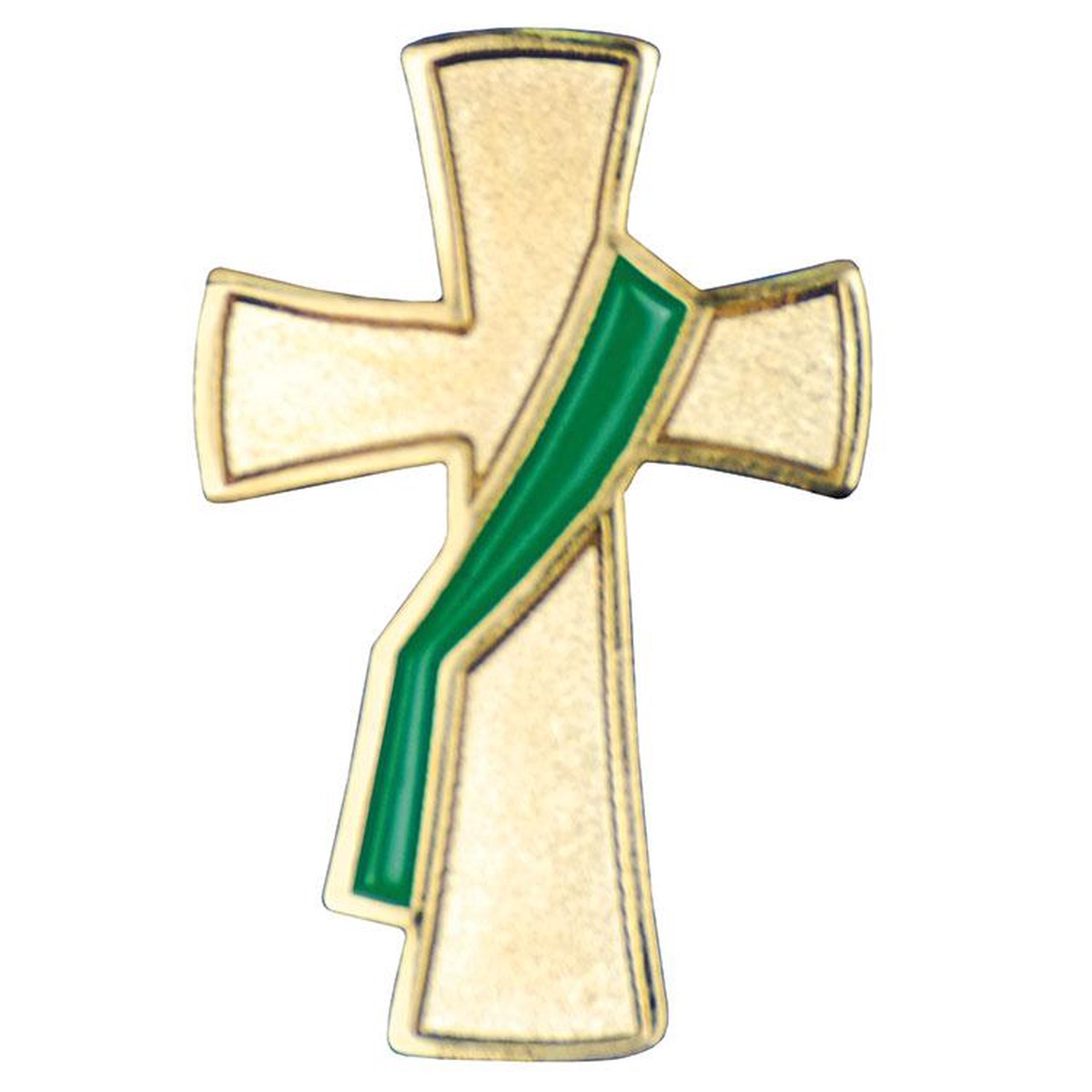 Deacon Cross Lapel Pin with Green Sash