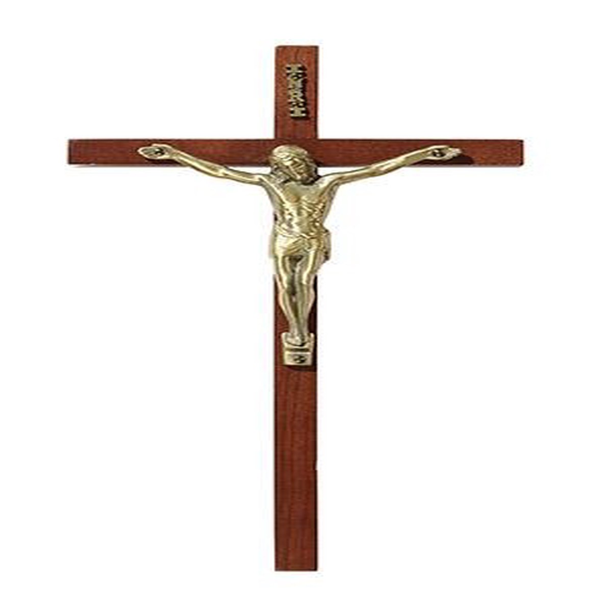 10" Maple Finish Crucifix with Antique Gold-Plated Corpus