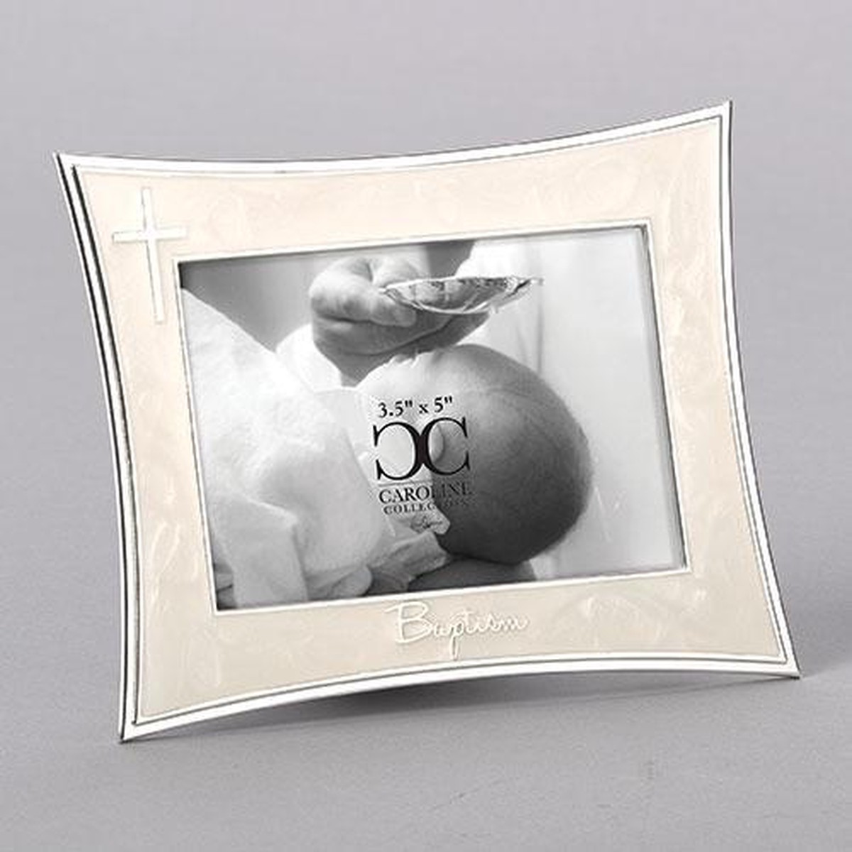 Silver and White Baptism Frame