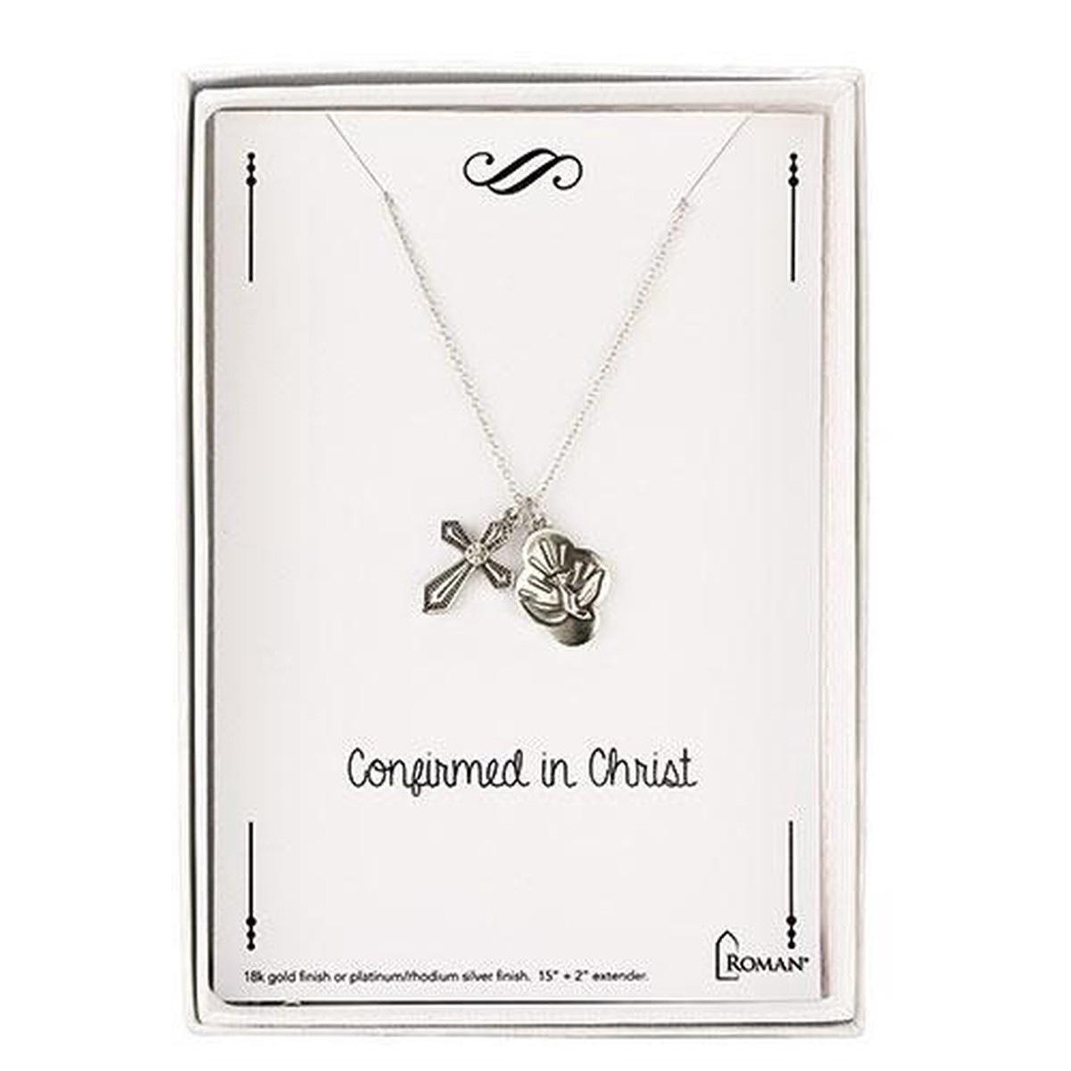 Silver Cross & Dove Confirmation Pendant