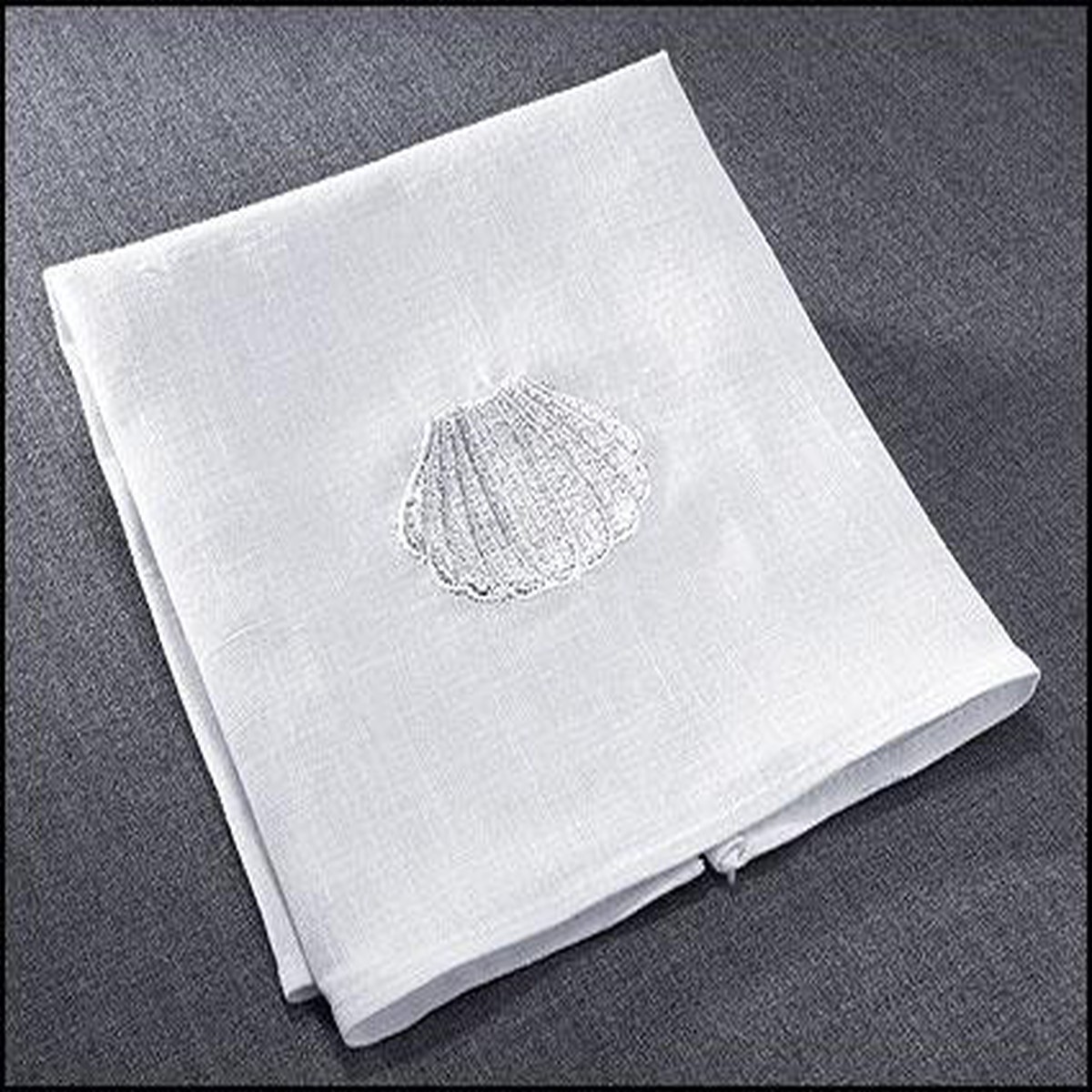 Baptismal Napkin with Shell 10-1/2" x 11"