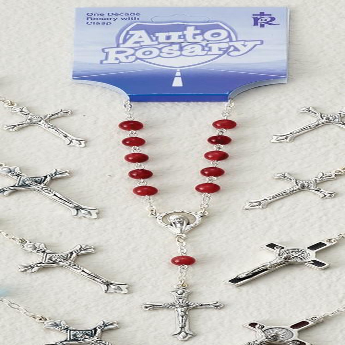 Red Round Bead Auto Rosary