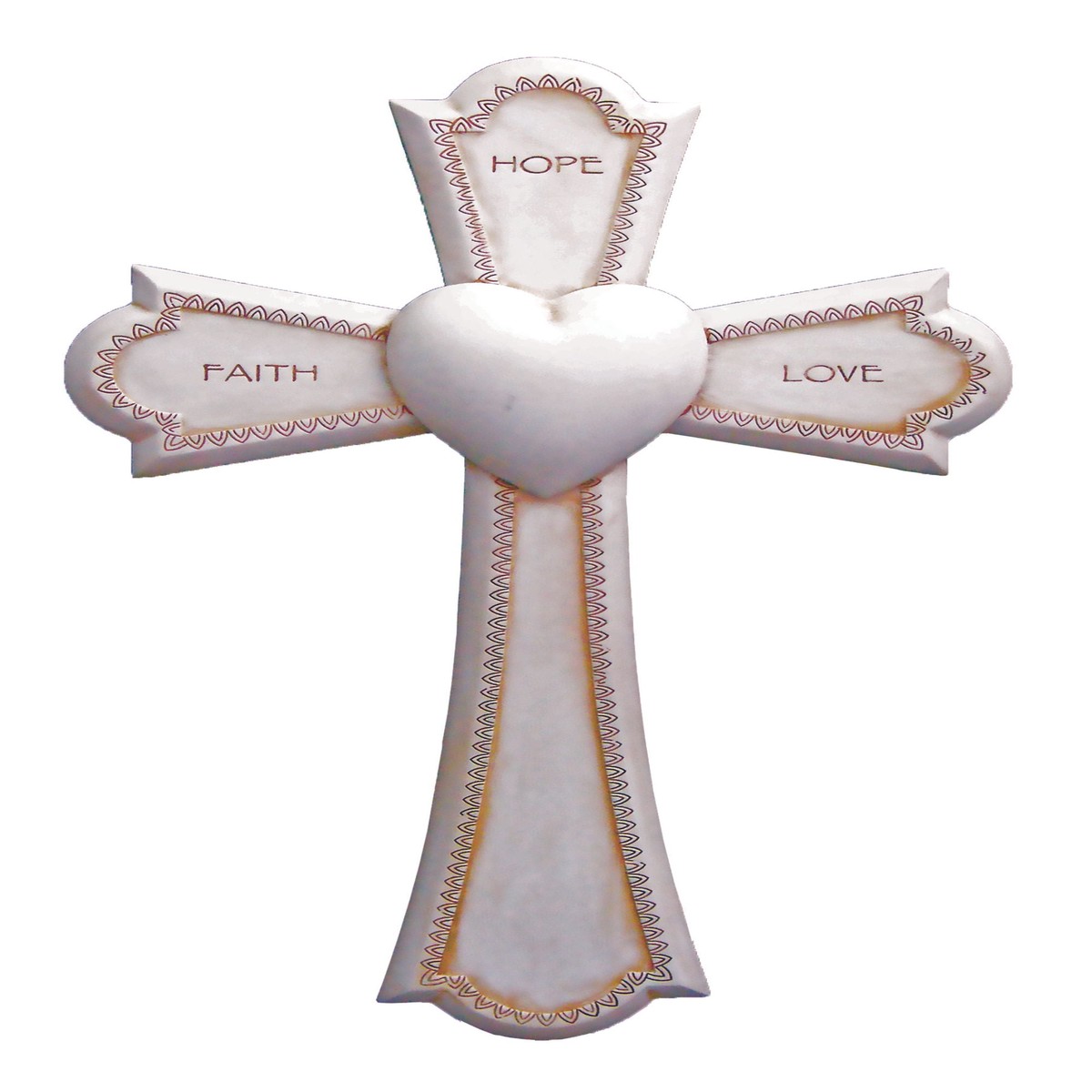 Antque Faith, Hope, Love Cross 7.25"