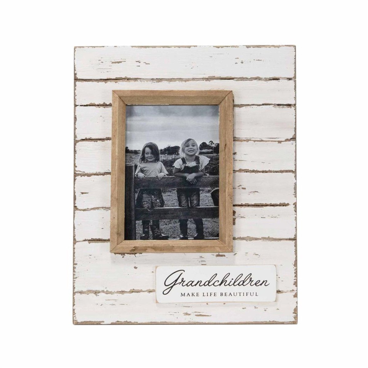 Distressed Wood Grandchildren Photo Frame 4x6"