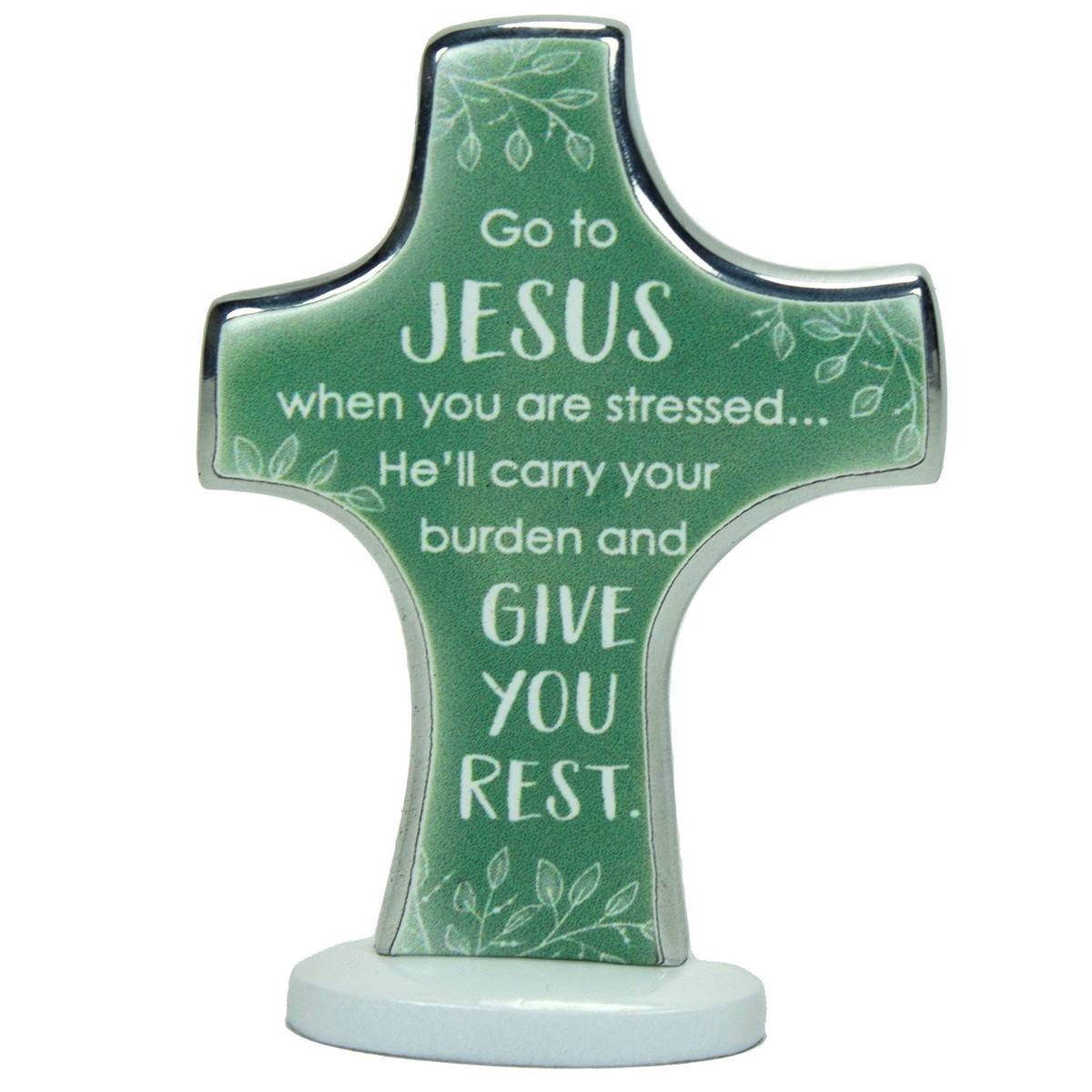 Go to Jesus Metal Standing Cross 3"