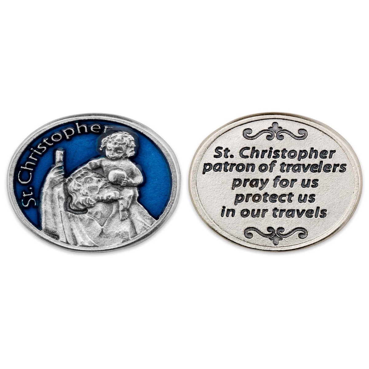 Blue St. Christopher Pocket Token 1"