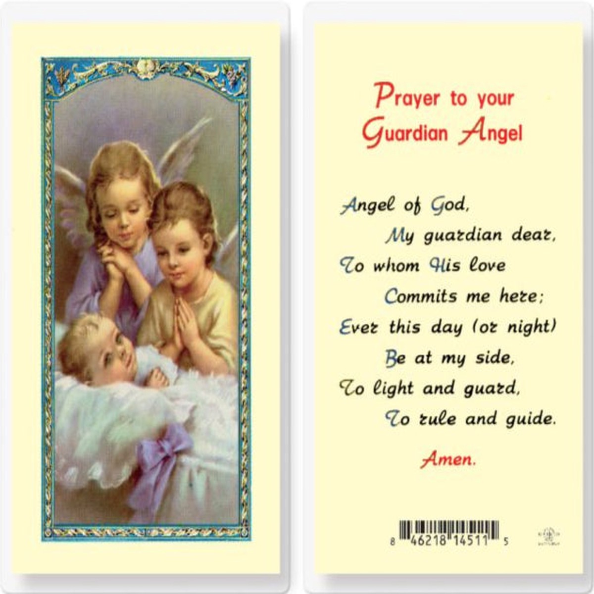Prayer to Your Guardian Angel Holy Card