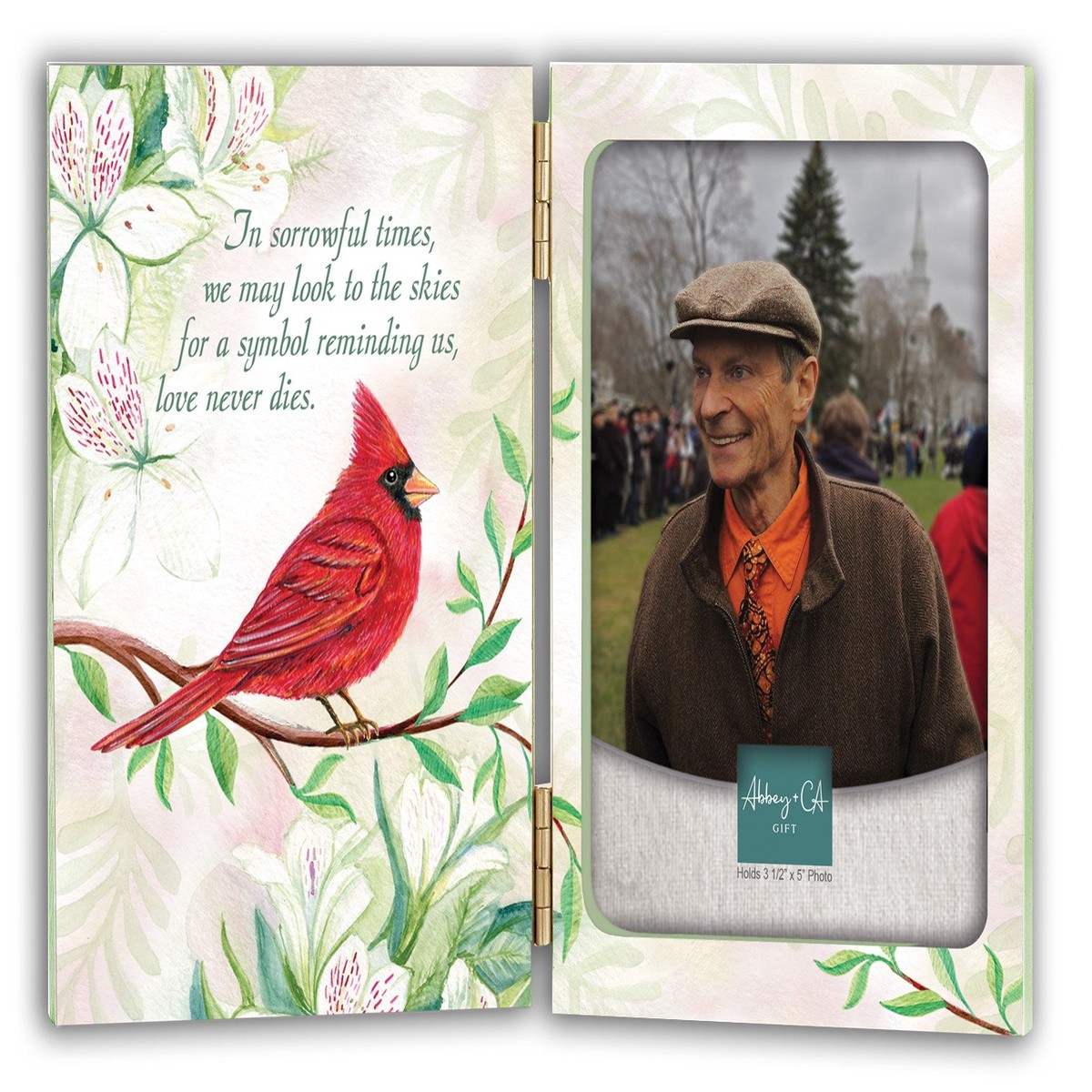 Red Cardinal Hinged Memorial Picture Frame 6 x 8"