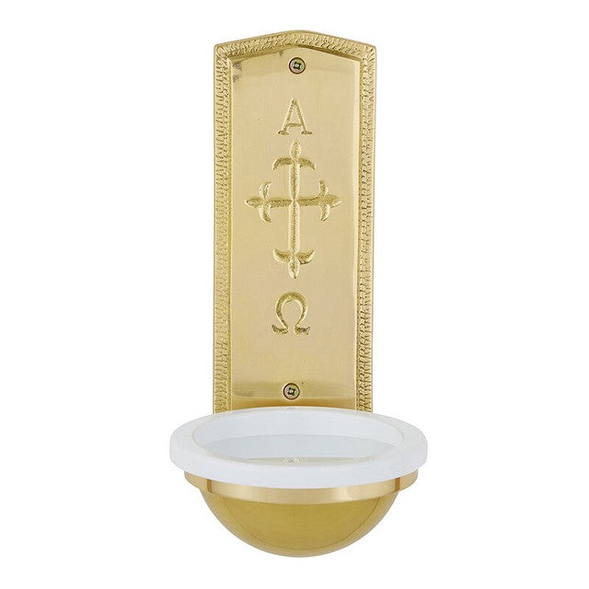 Brass Alpha Omega Holy Water Font
