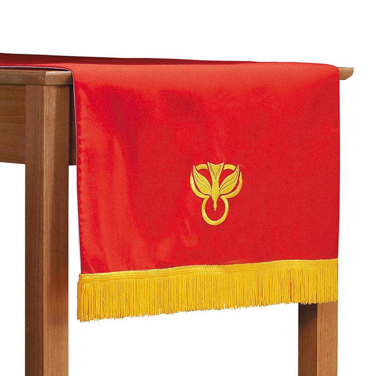 Red and White Table Runner with Fringe