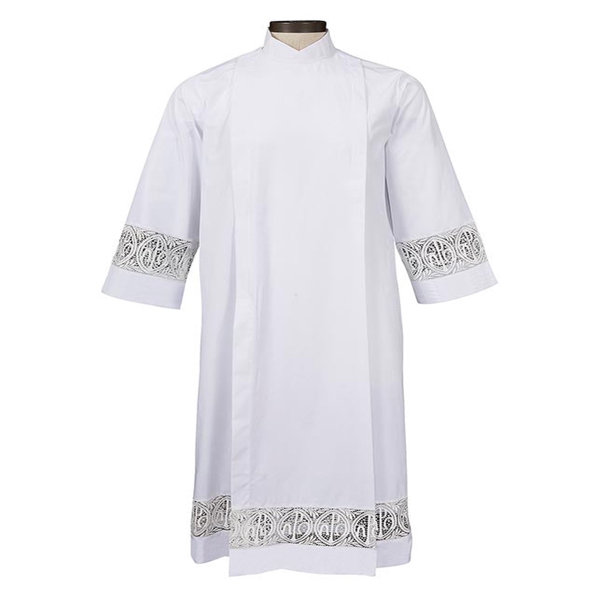 Alpha & Omega Lace Insert Front Wrap Alb