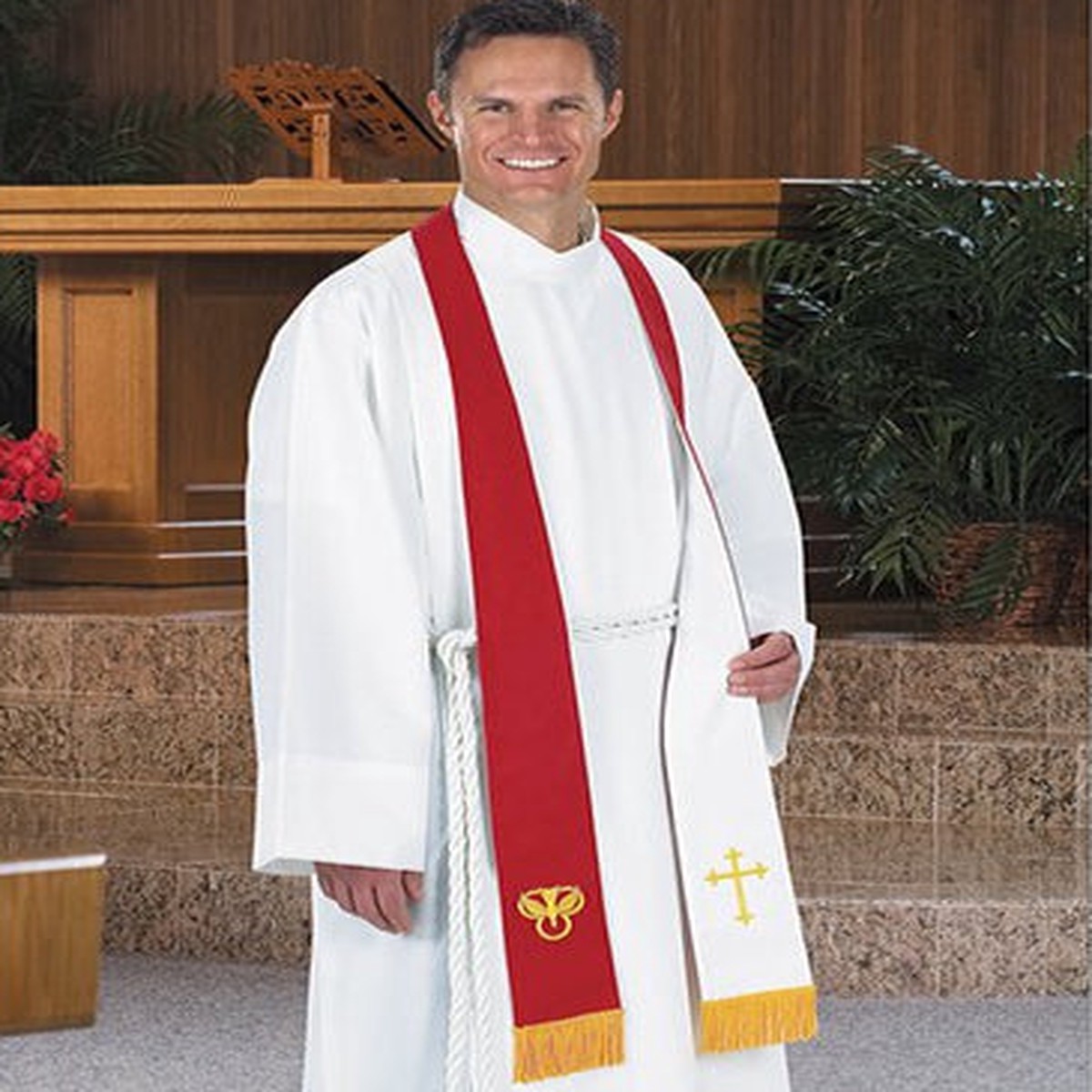 Red and White Reversible Priest Stole