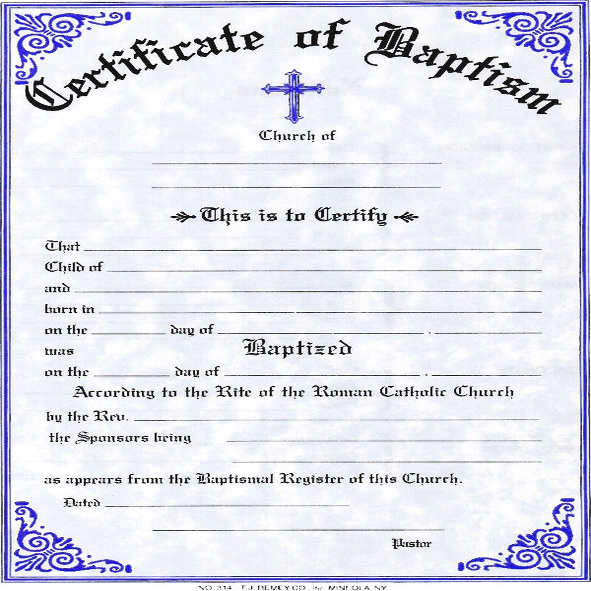 Certificate Pad: Baptism (50 Sheets)