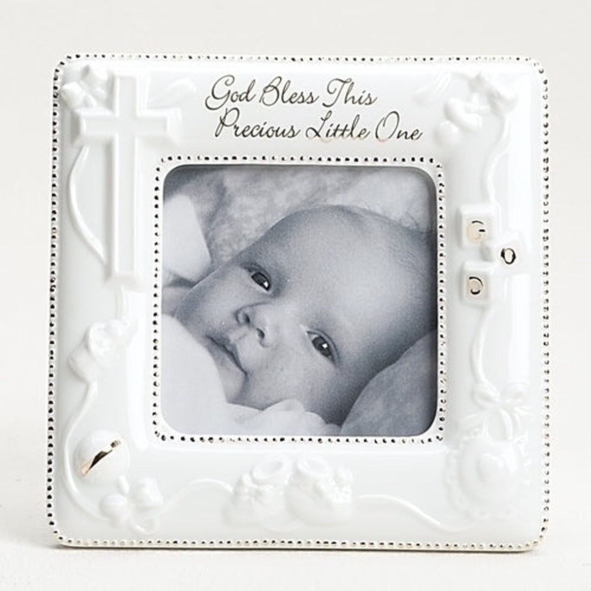 White Textured Baptism Frame 4 x 4"