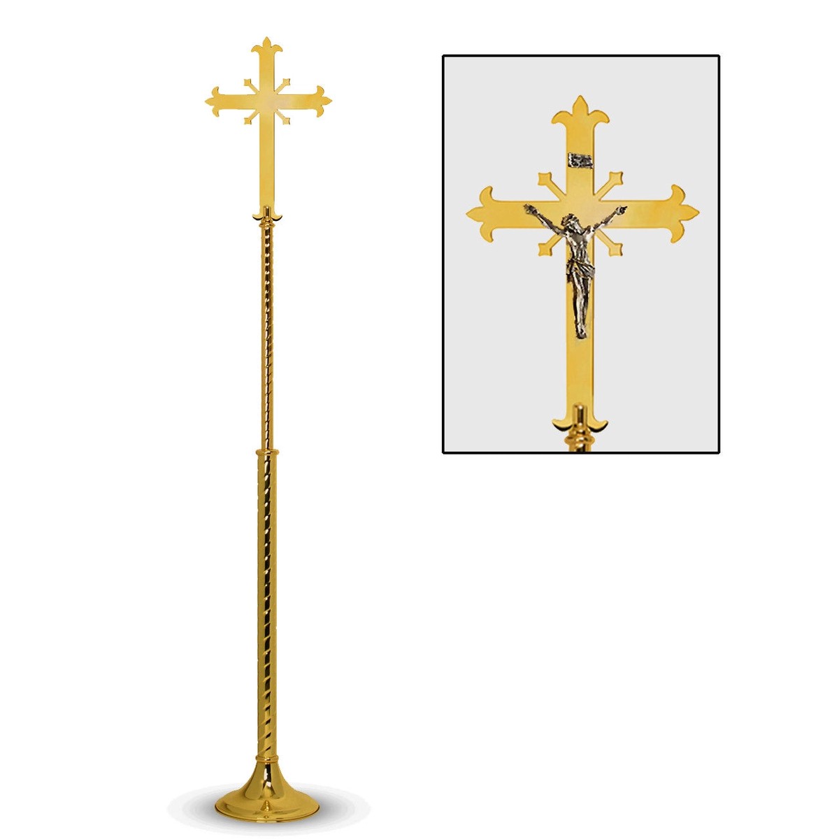 Brass Fleur de Lis Processional Cross 80"