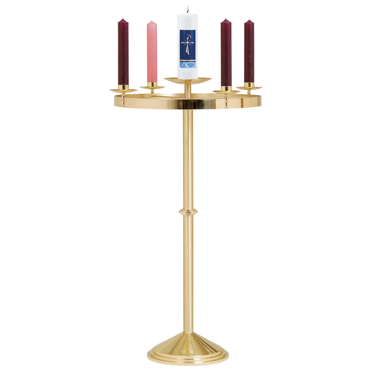Solid Brass Floor Standing Advent Wreath 48"