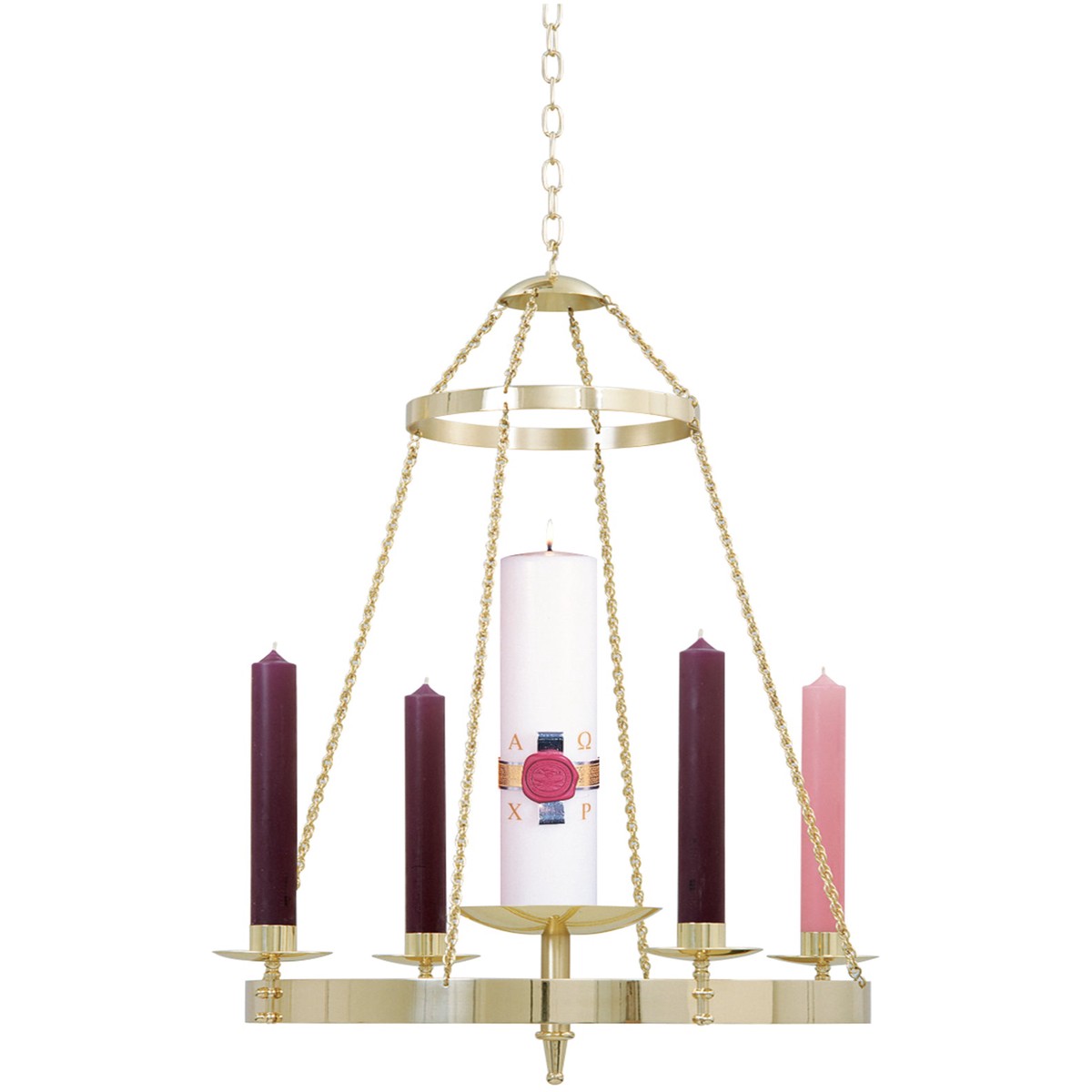 Solid Brass Hanging Advent Wreath