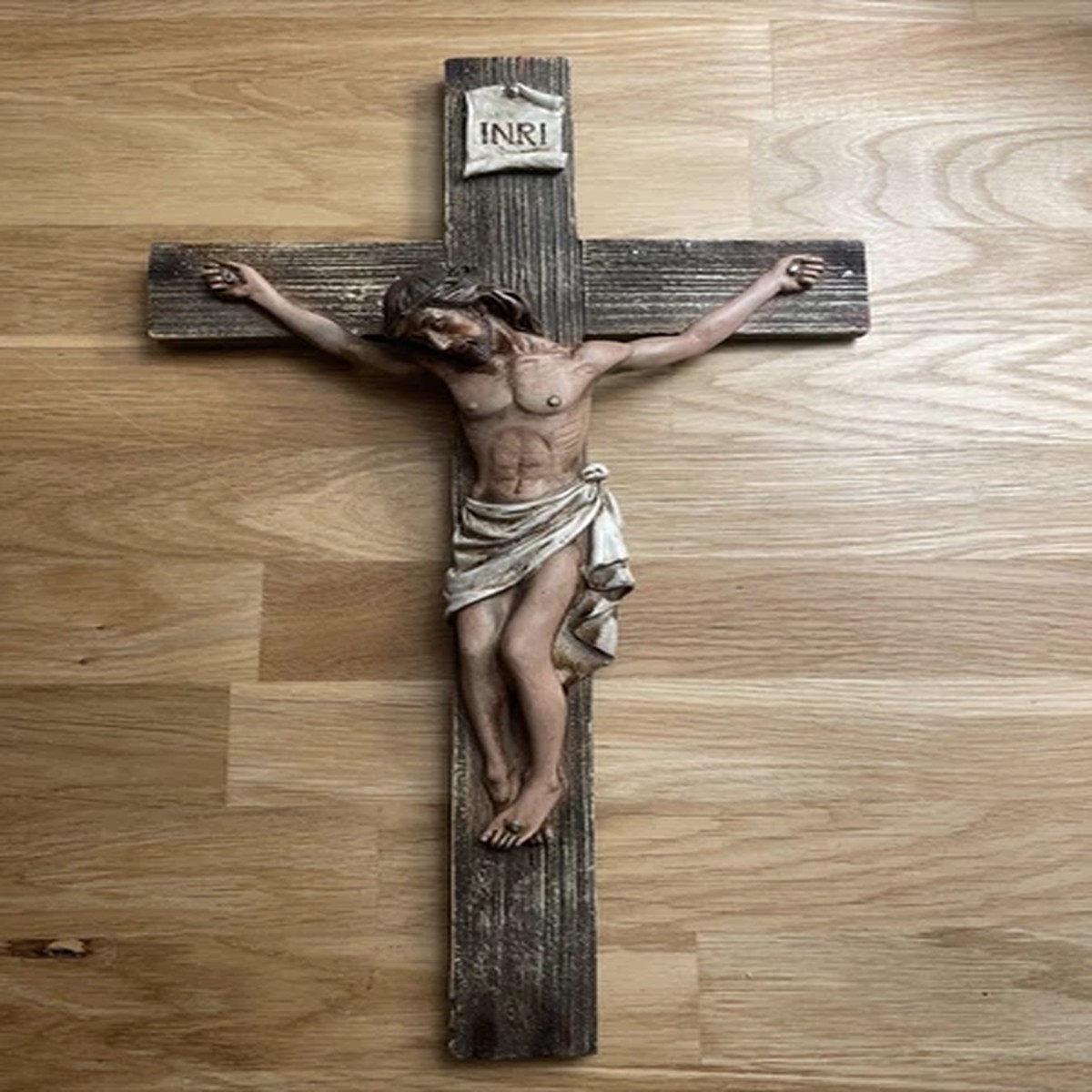 Jesus 'Nailed On The Cross' Christian Hanging Wall Crucifix, INRI 14 Inch